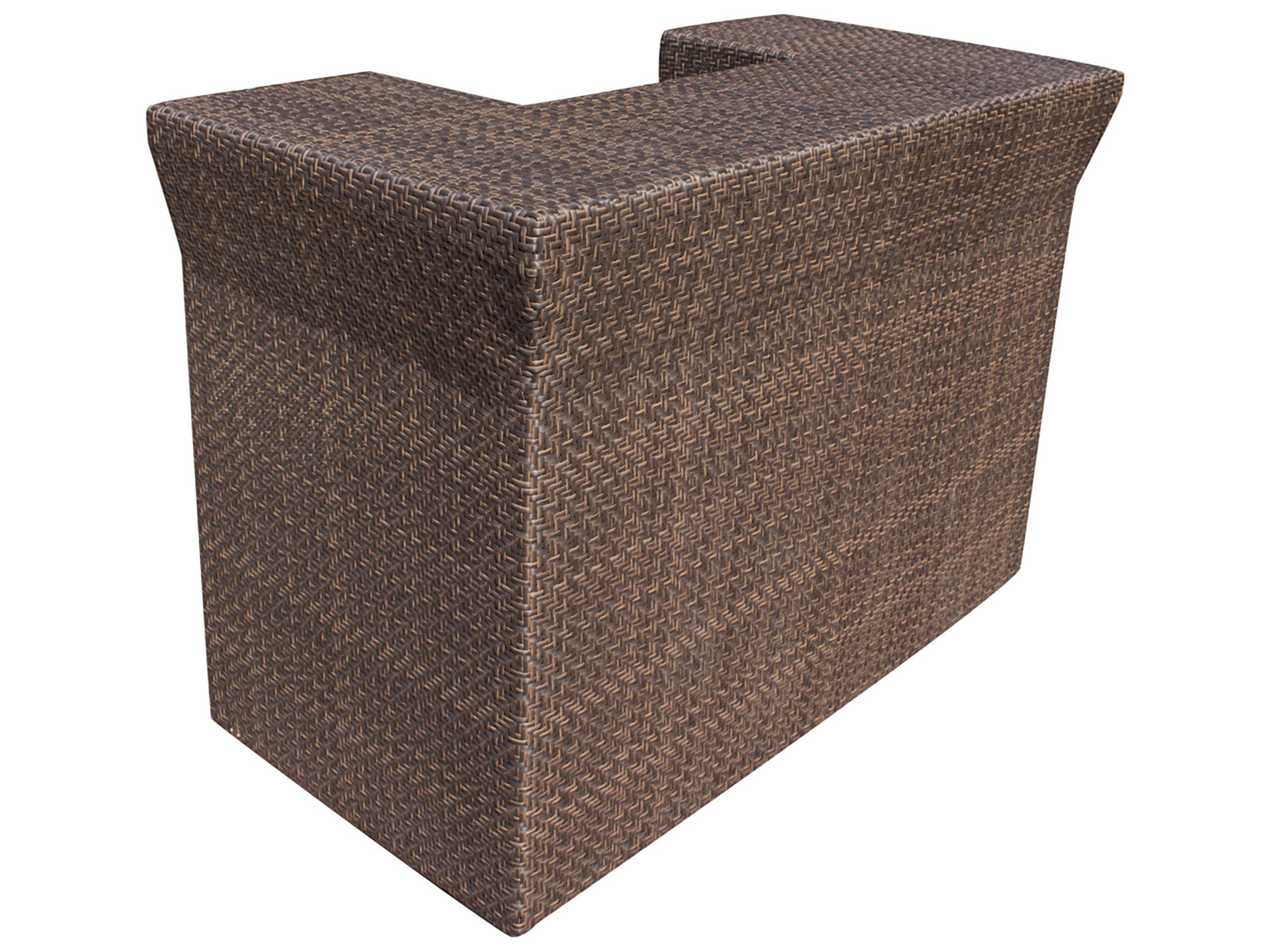 Hospitality Rattan Outdoor Soho Java Brown Wicker Rectangular Glass Top Bar Table