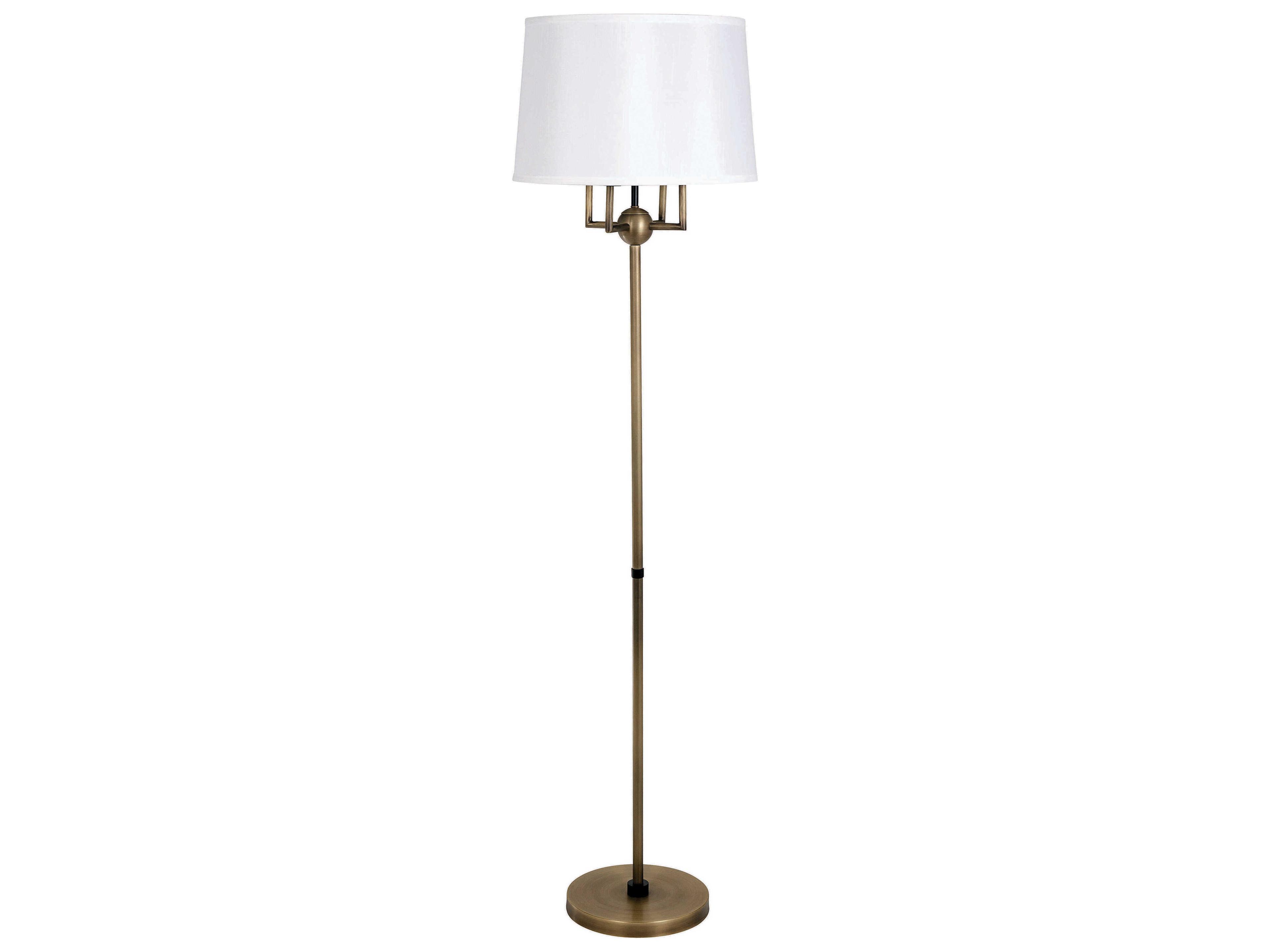 Alpine Antique Brass Black Floor Lamp