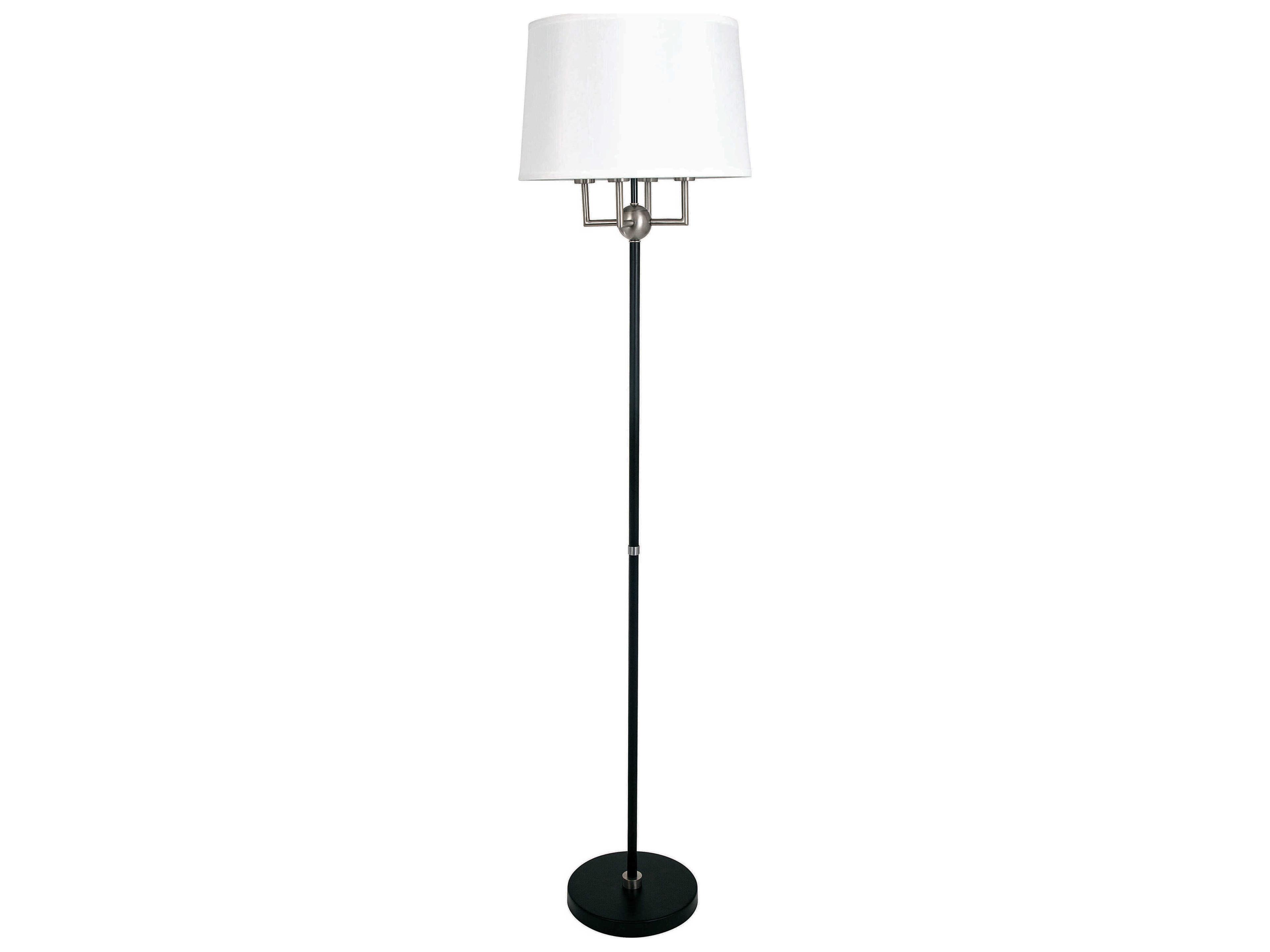 Alpine Black Satin Nickel White Floor Lamp