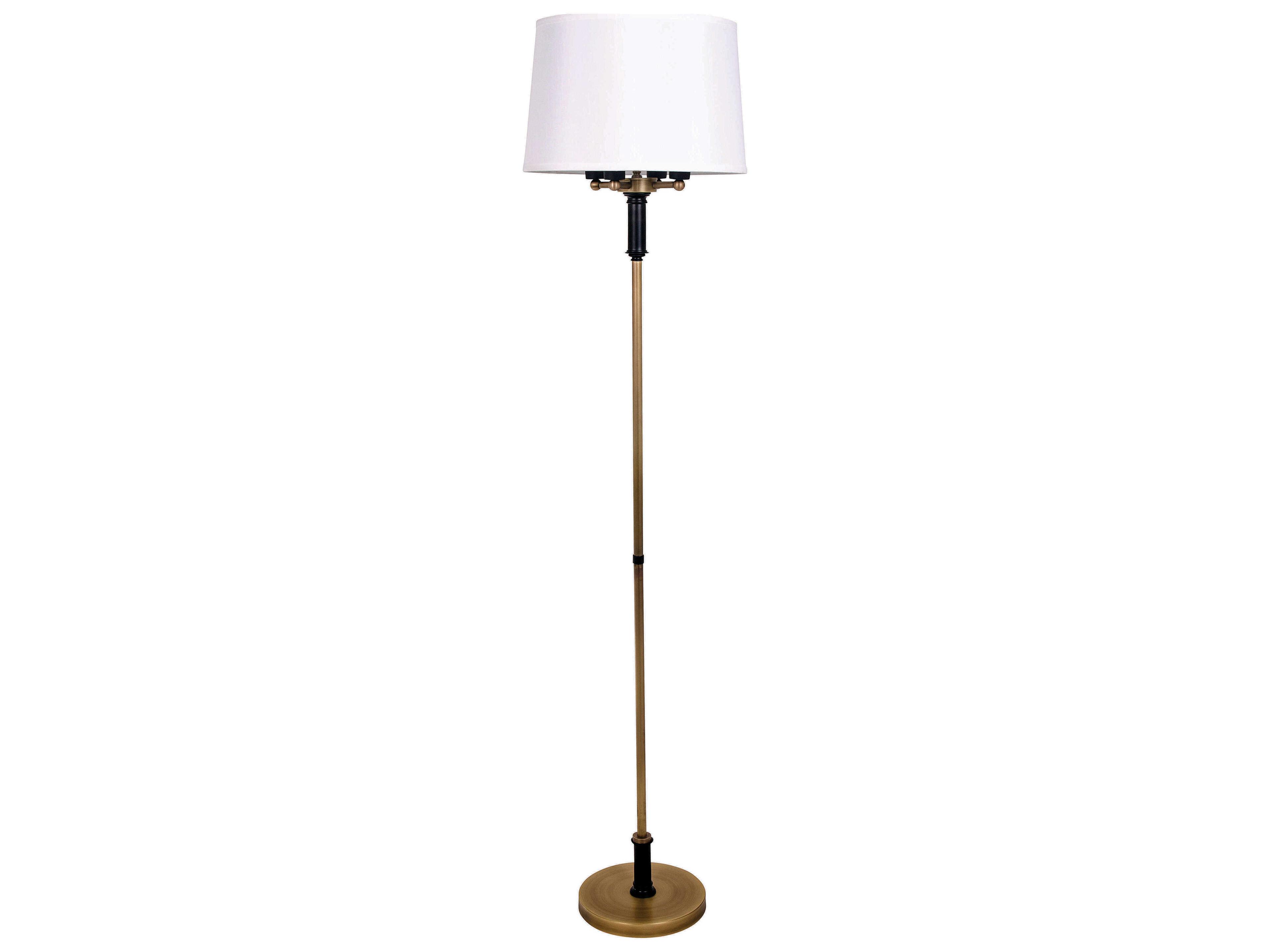 Alpine Antique Brass Black White Floor Lamp