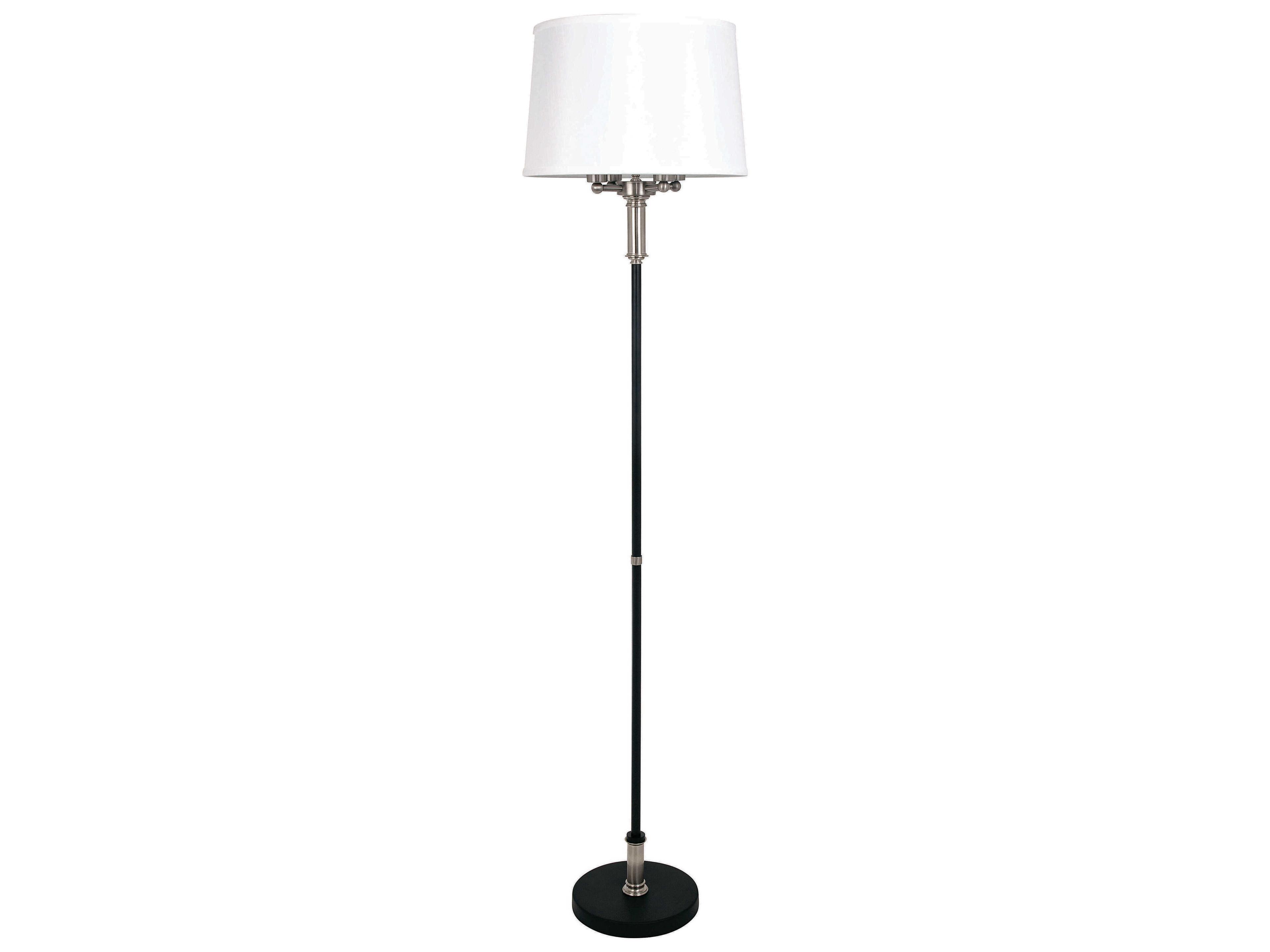 Alpine Black Satin Nickel White Floor Lamp