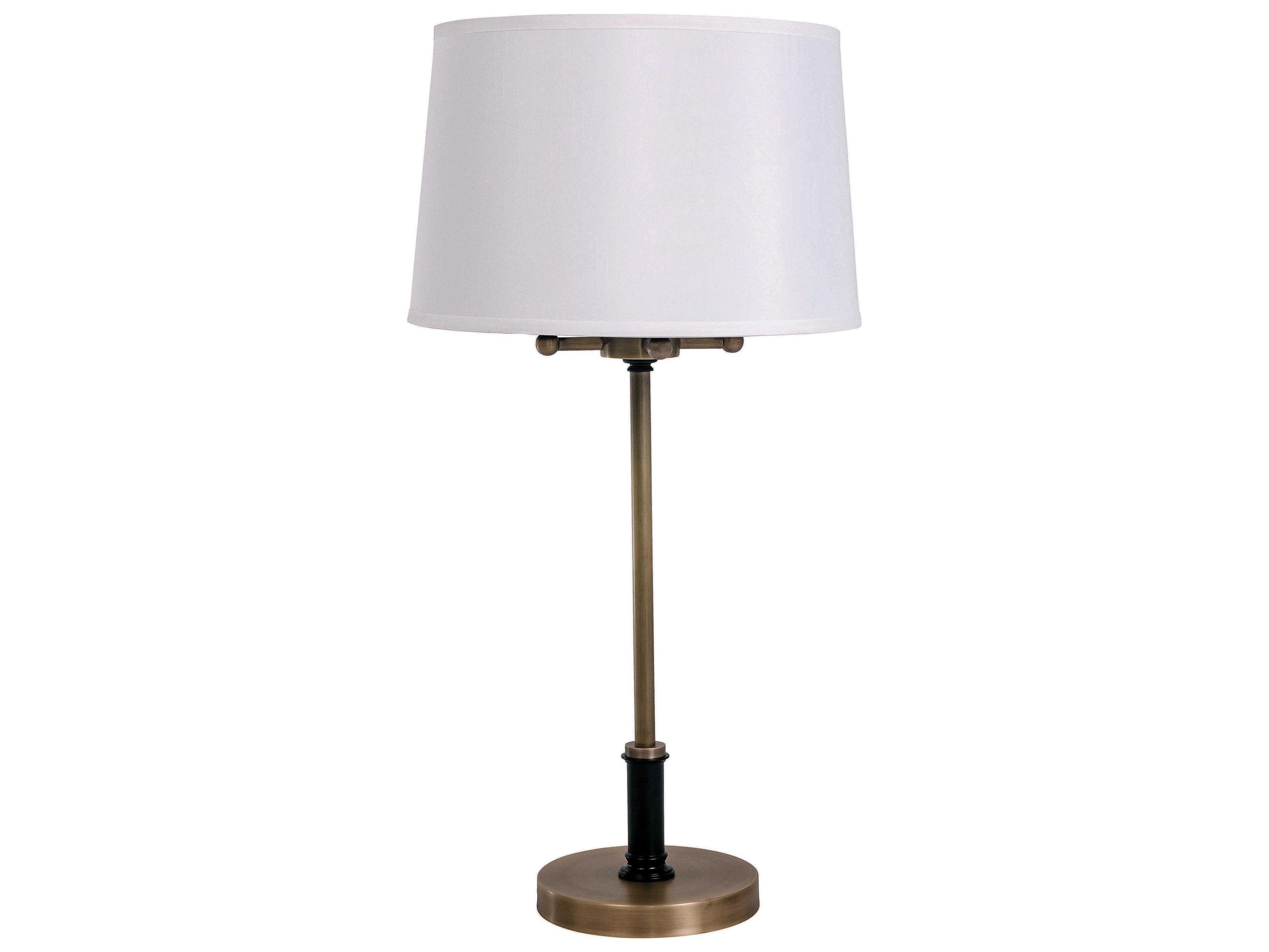 Alpine Antique Brass Black White Buffet Lamp