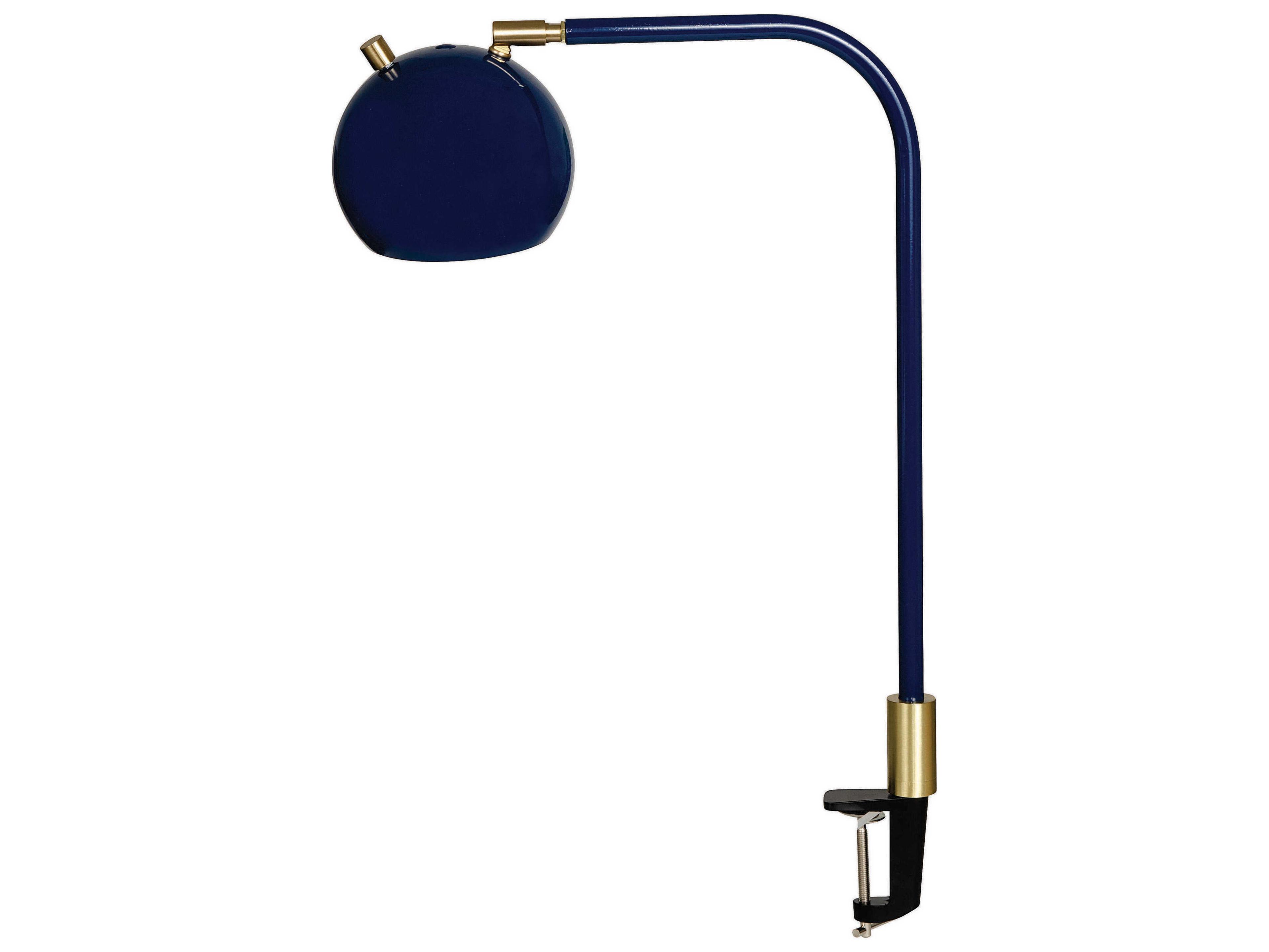 Aria Navy Blue Satin Brass LED Desk Lamp