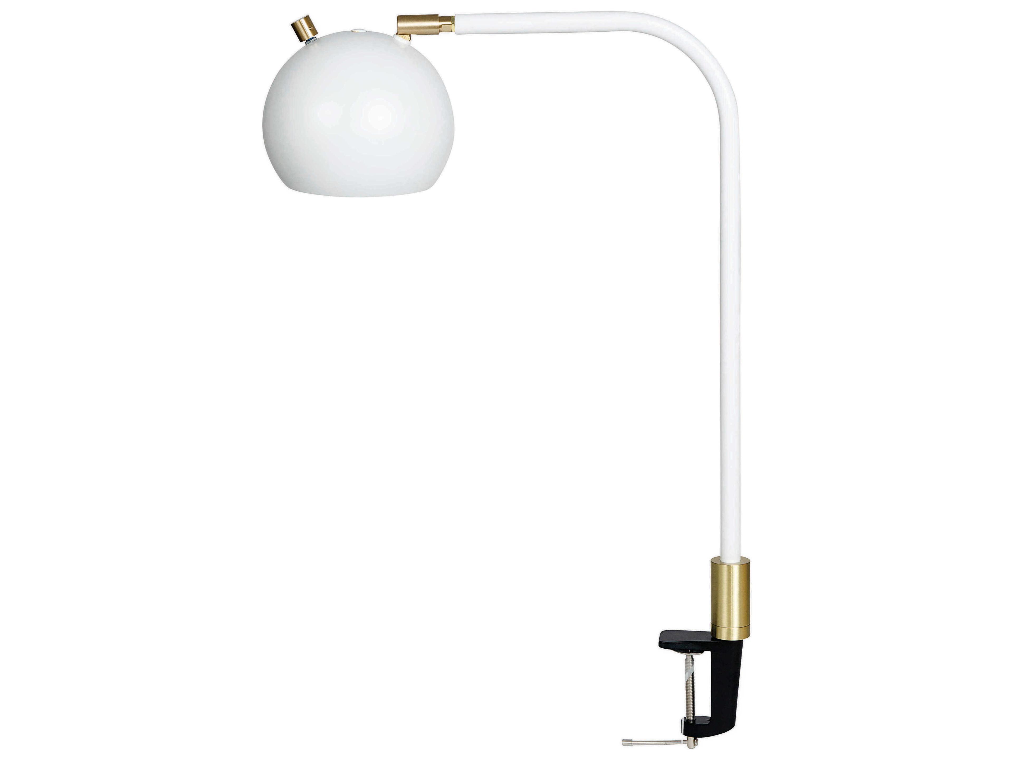 Aria White Satin Brass Black LED Desk Lamp