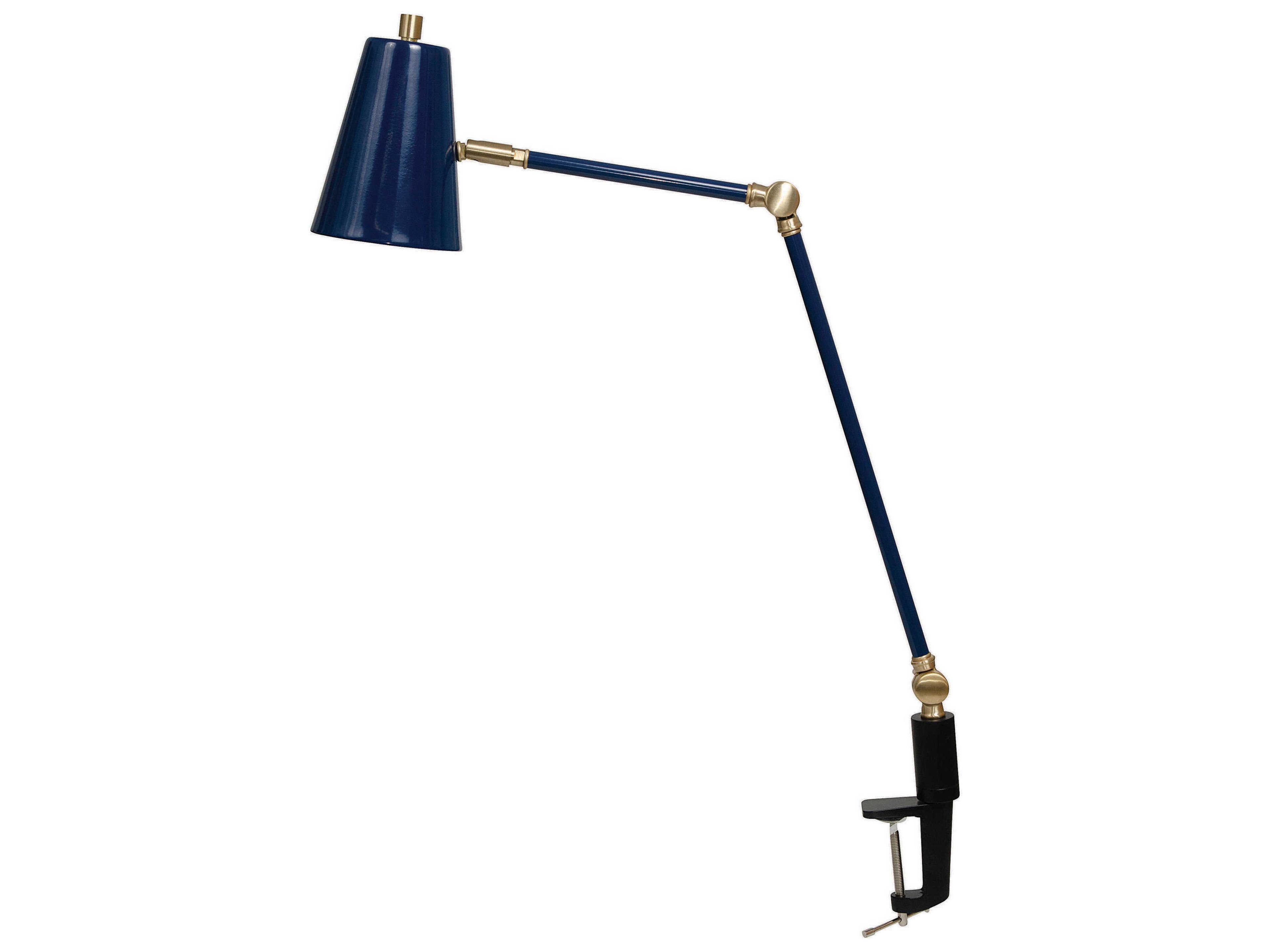 Aria Navy Blue Satin Brass LED Desk Lamp