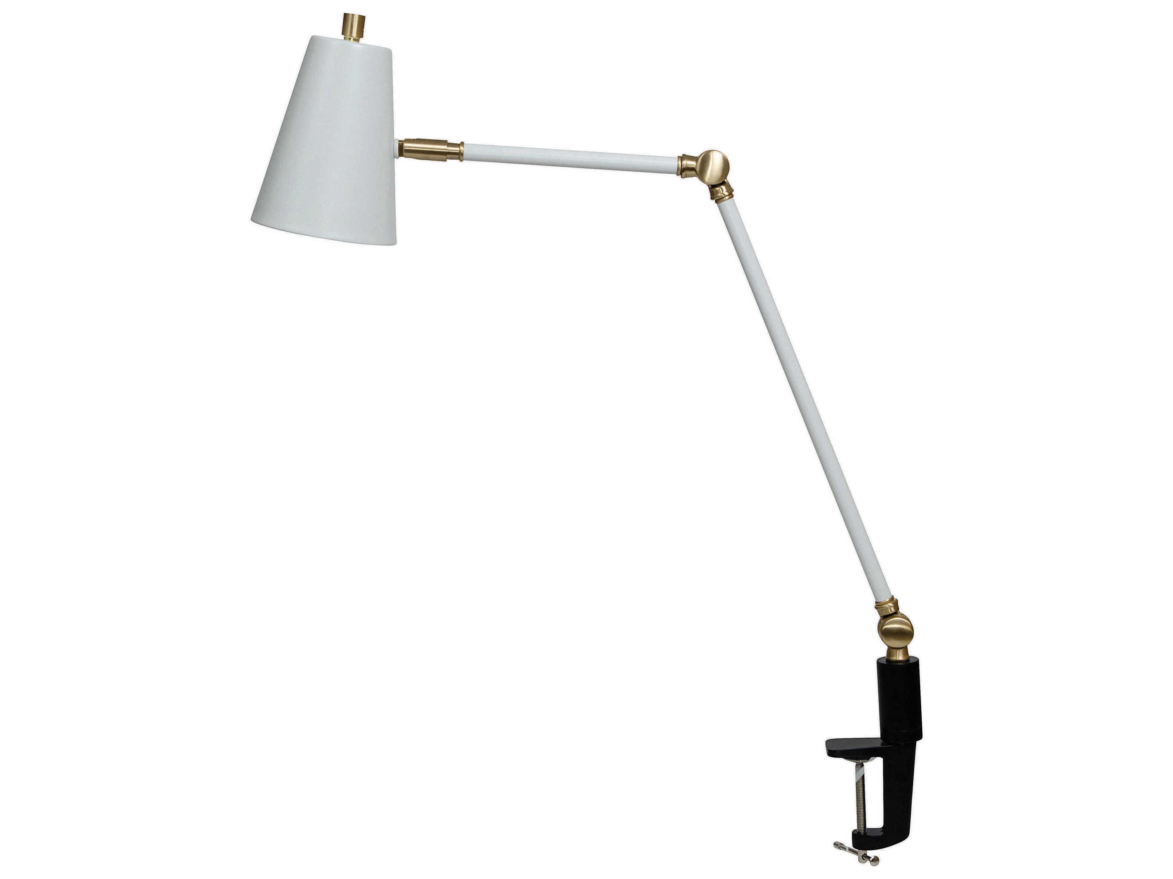 Aria White Satin Brass Black LED Desk Lamp