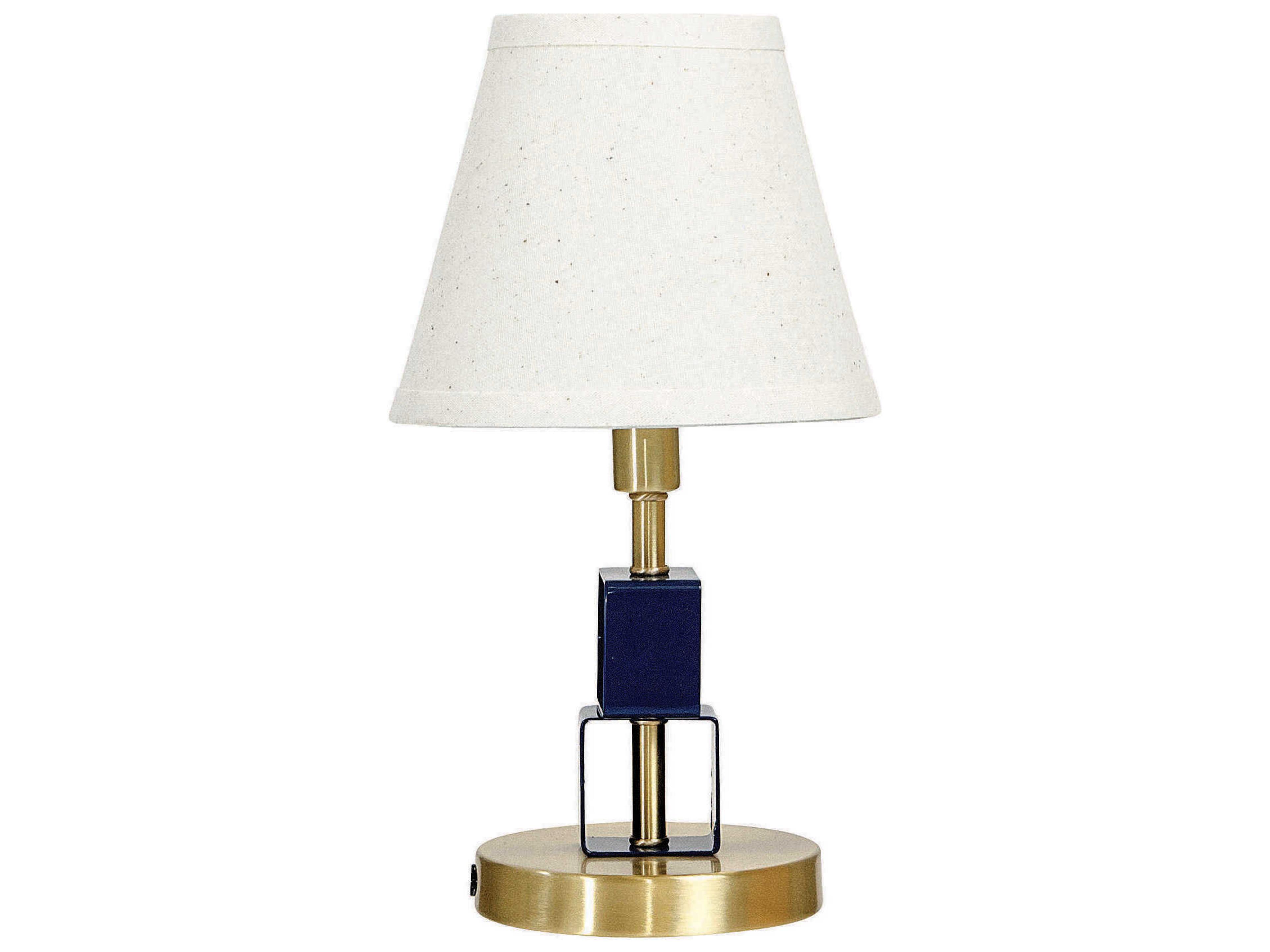 Bryson Satin Brass Navy Blue White Crystal Table Lamp