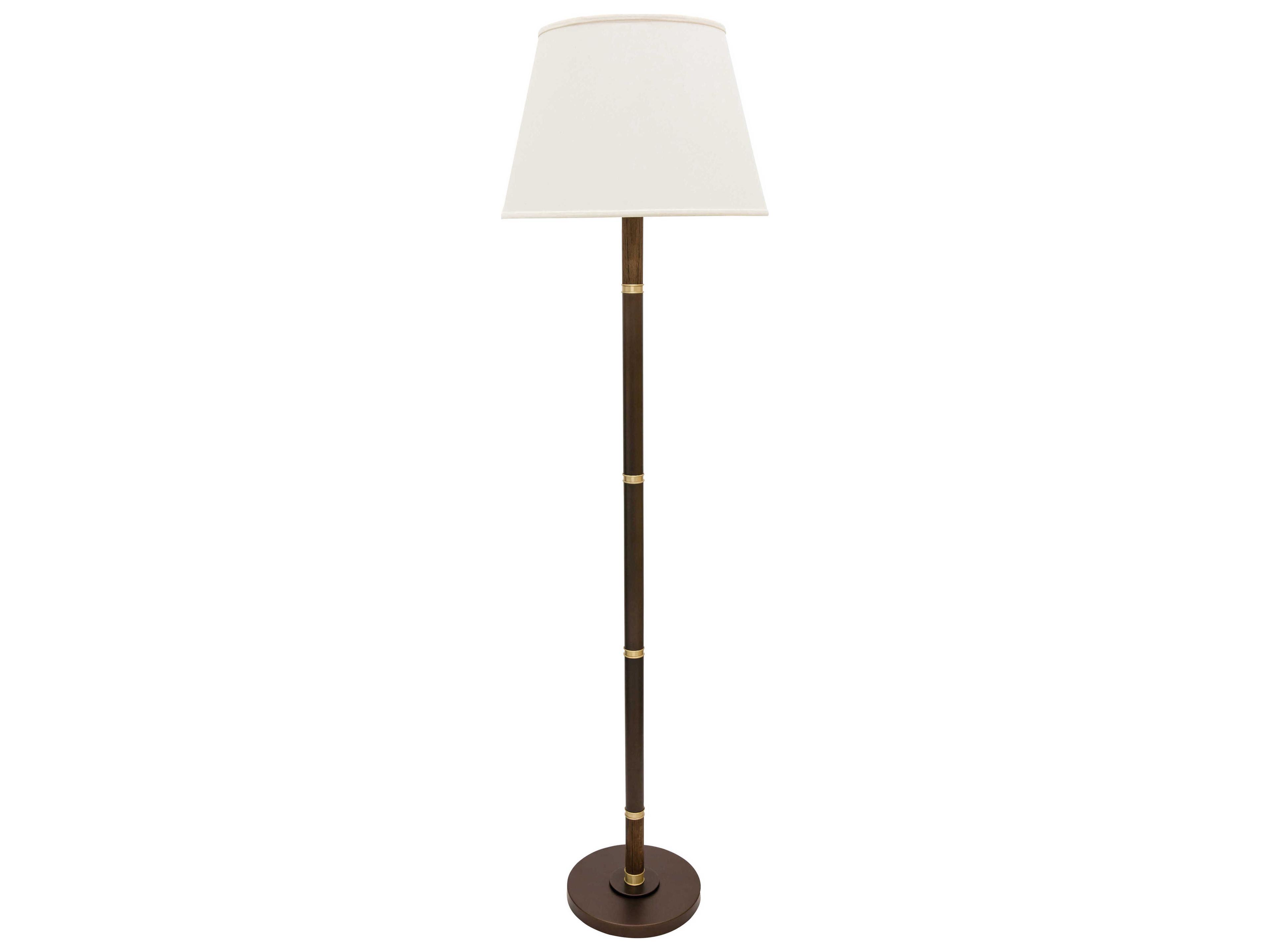 Barton Chestnut Bronze Satin Brass Natural Linen Hardback Floor Lamp