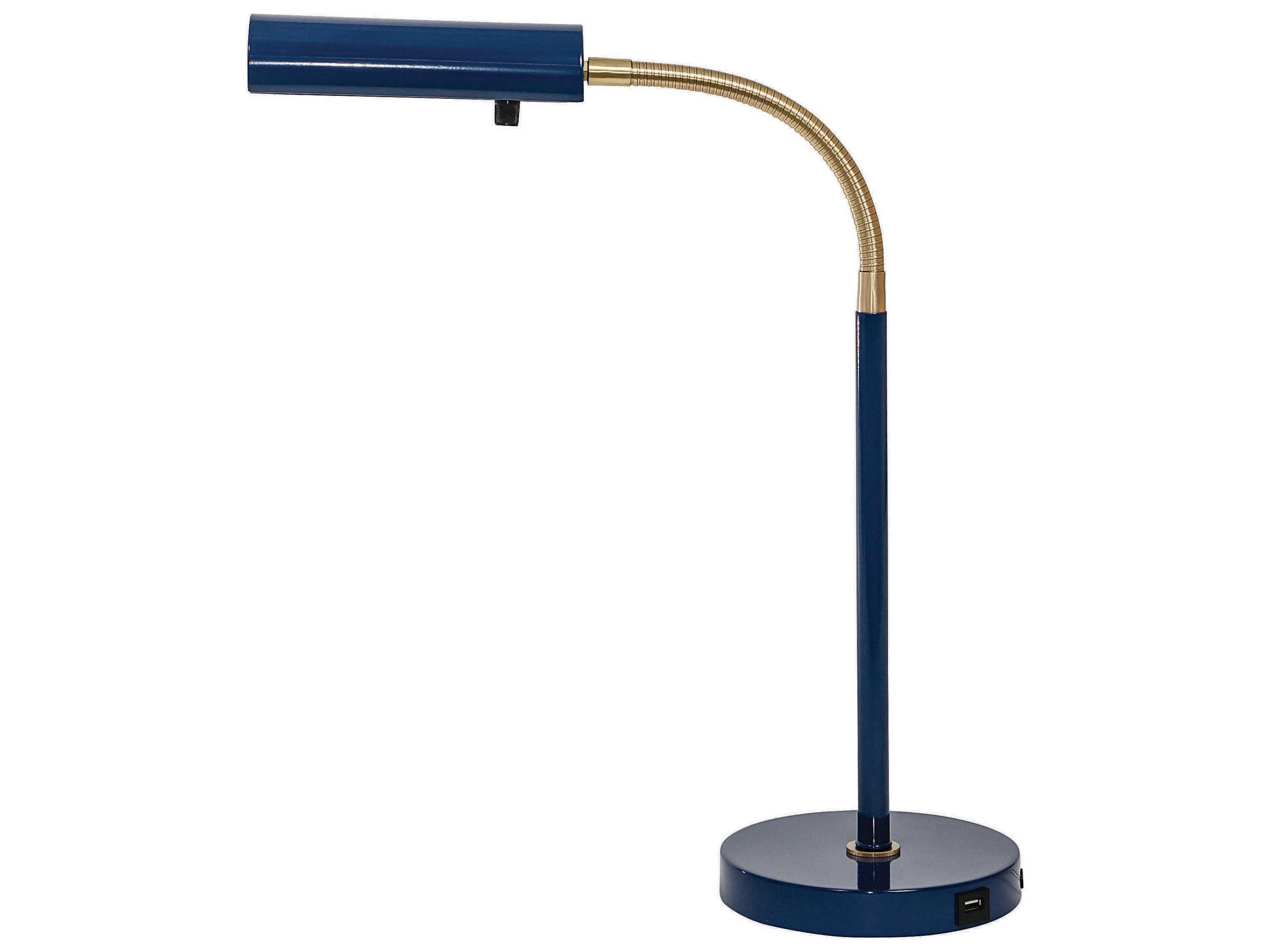 Fusion Navy Blue With Satin Brass Accents LED Desk Lamp