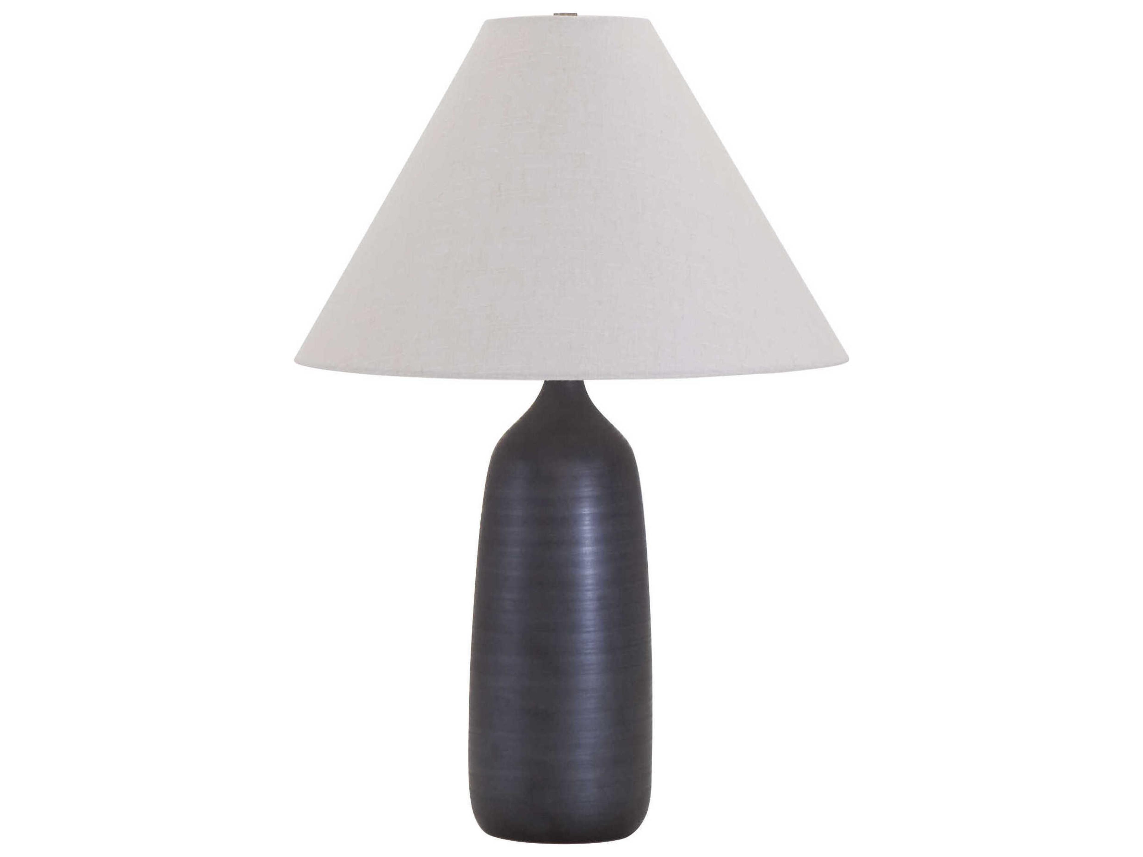 Scatchard Cream Linen Hardback Black Table Lamp