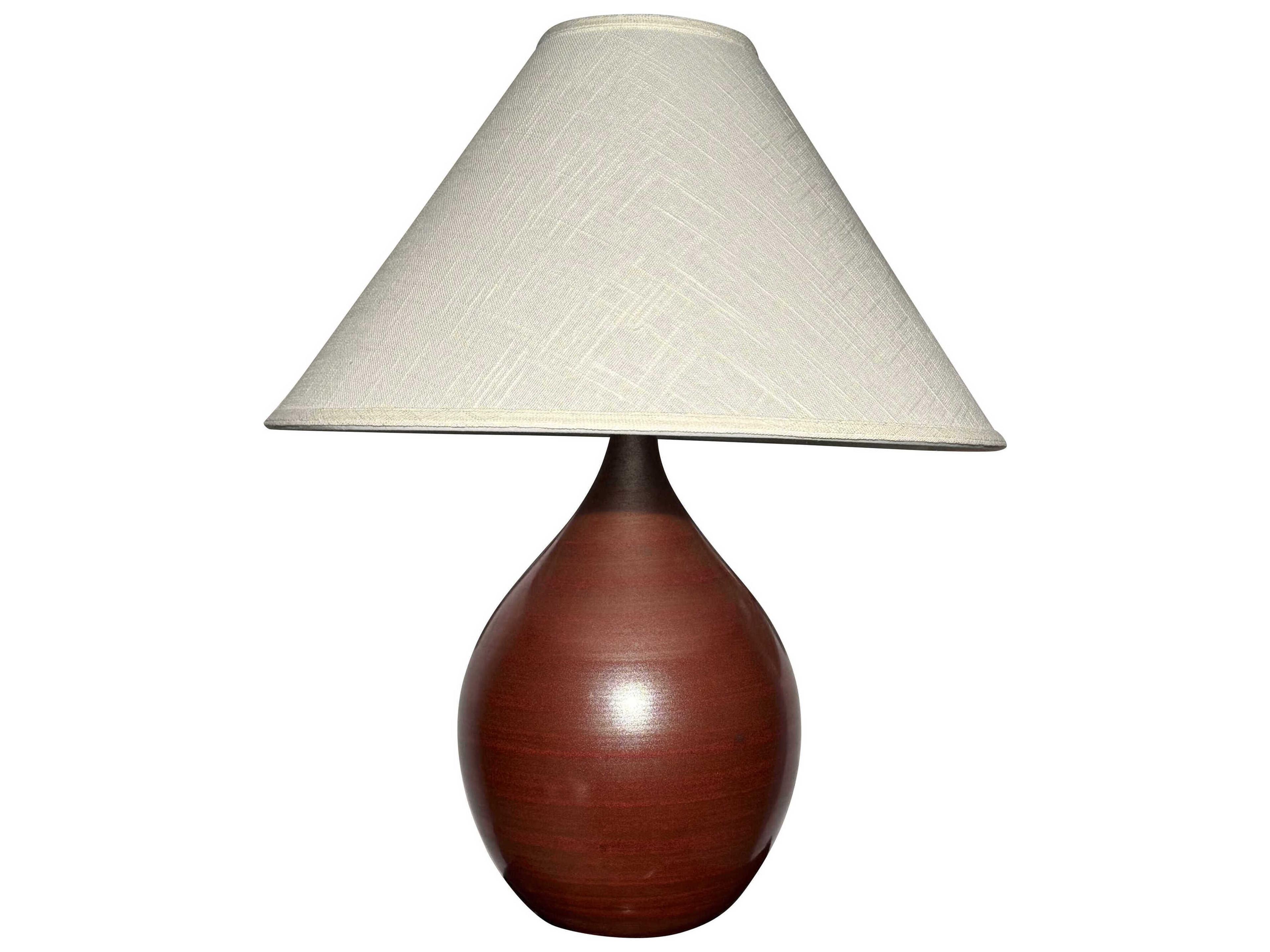 Scatchard Iron Red Cream Linen Hardback Buffet Lamp