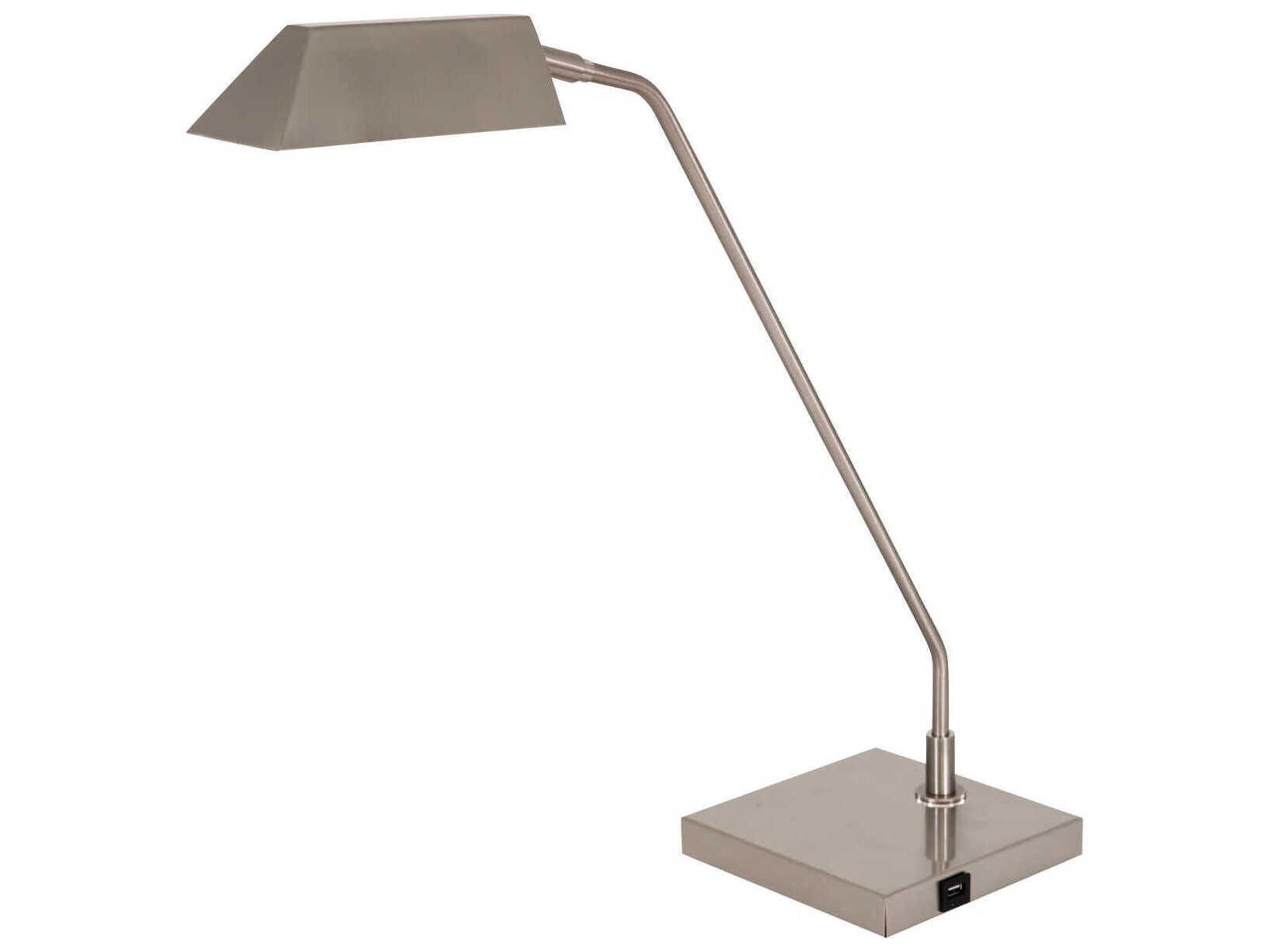 Newbury Satin Nickel Black LED Desk Lamp