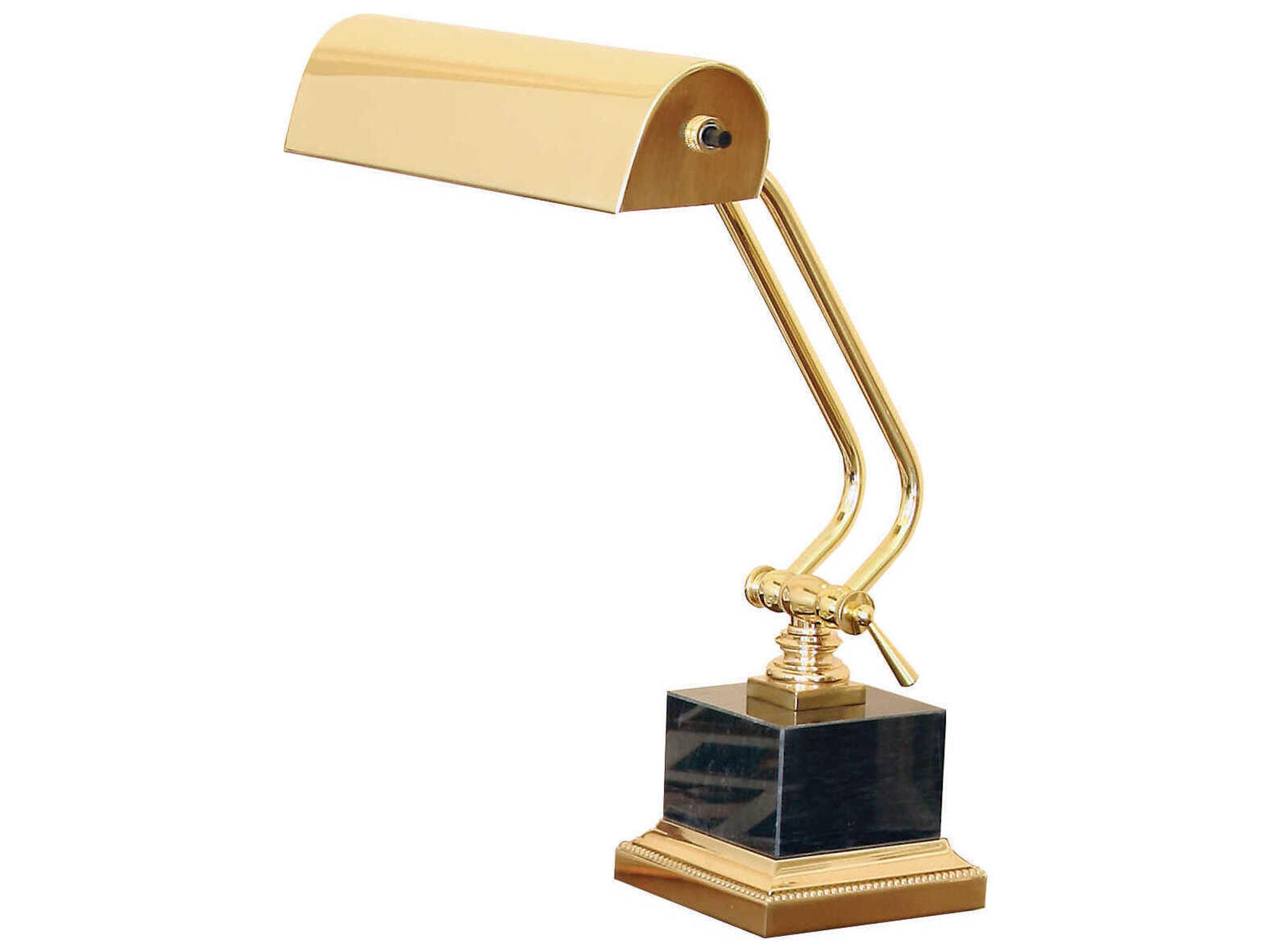 Polished Brass Desk With Black Marble Lamp