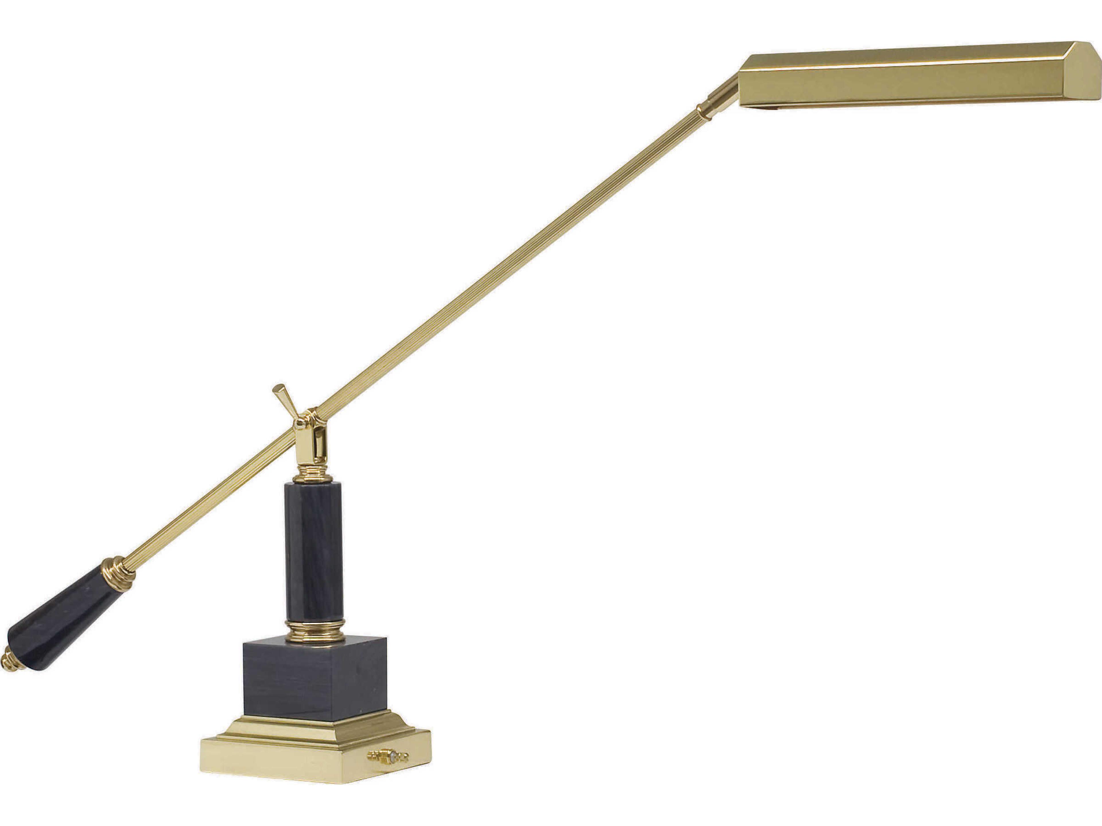 Polished Brass Desk With Black Marble Lamp