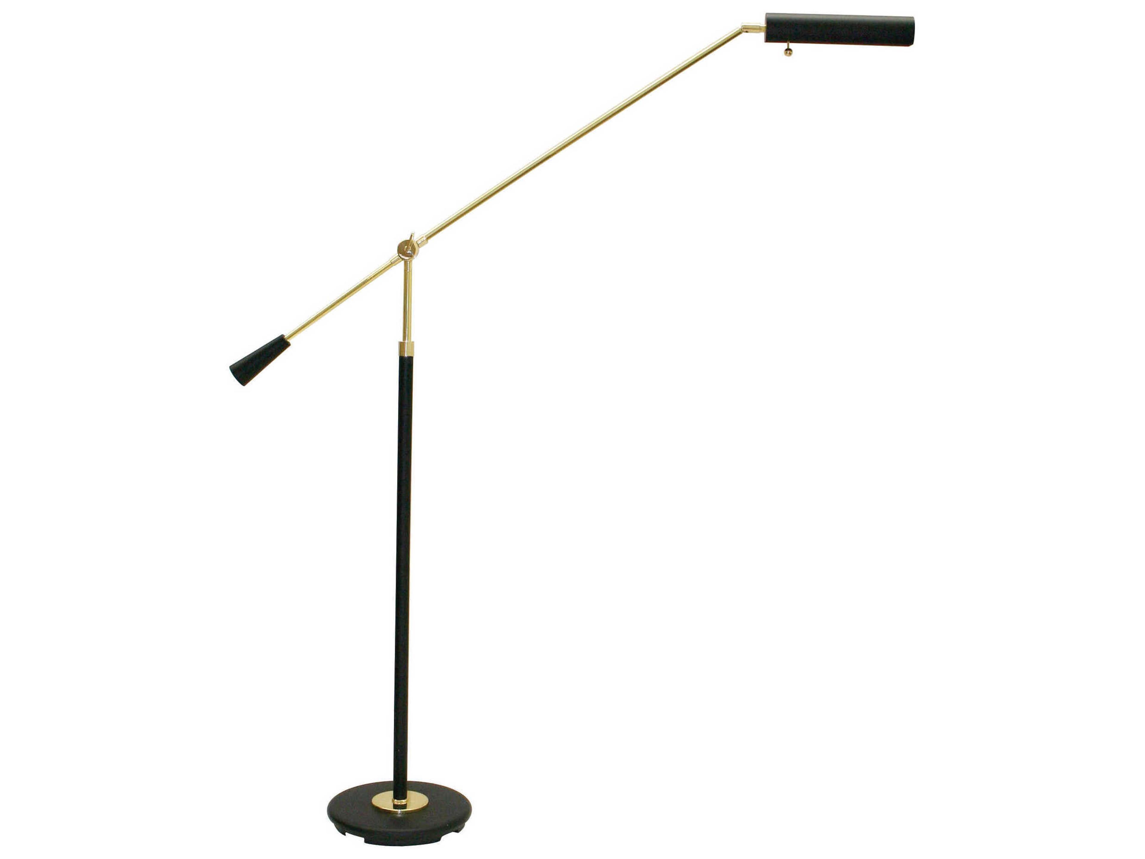 Black with Brass Piano Satin Floor Lamp