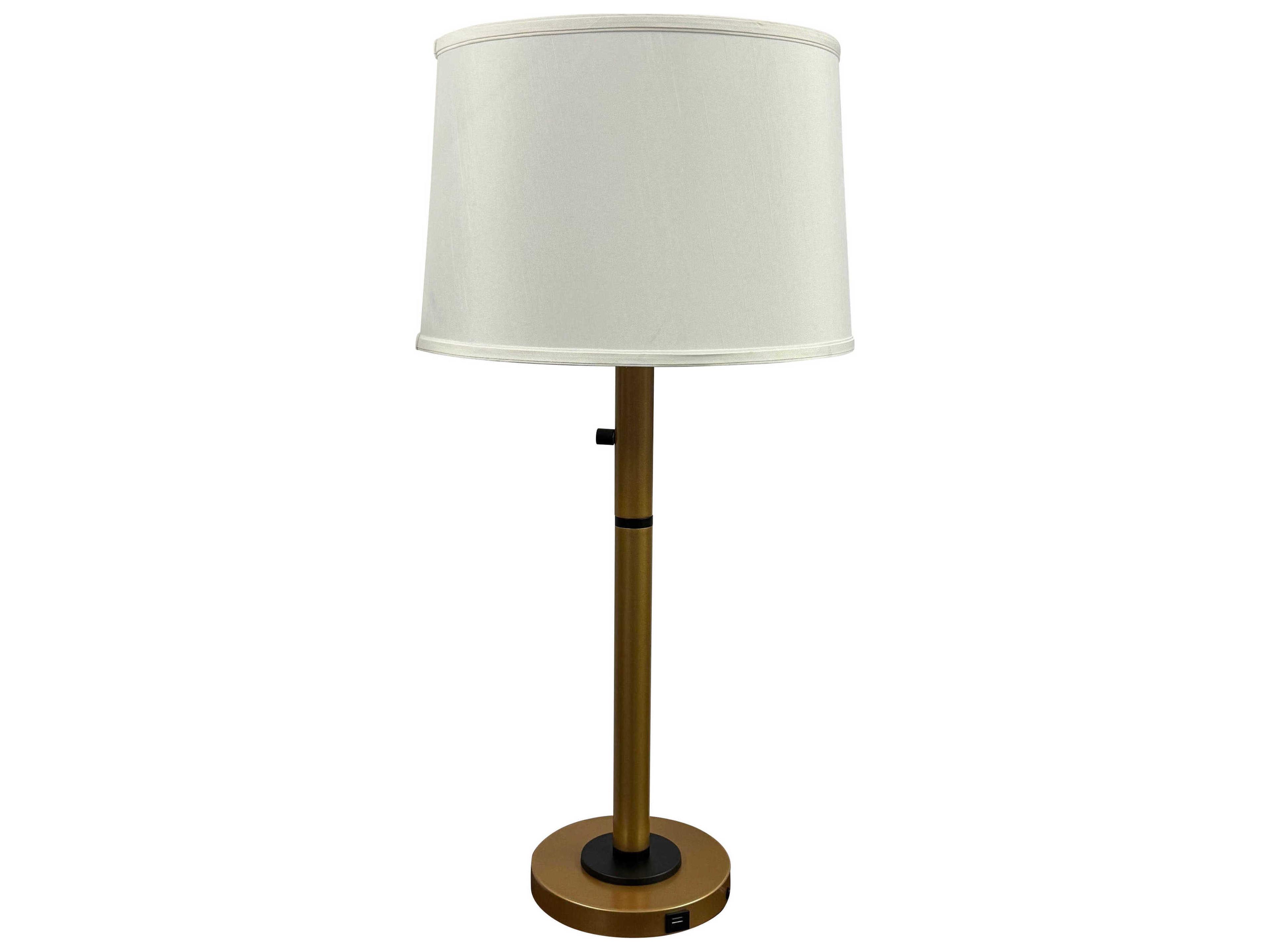 House of Troy Rupert Heritage Gold Black White Linen Hardback Buffet Lamp