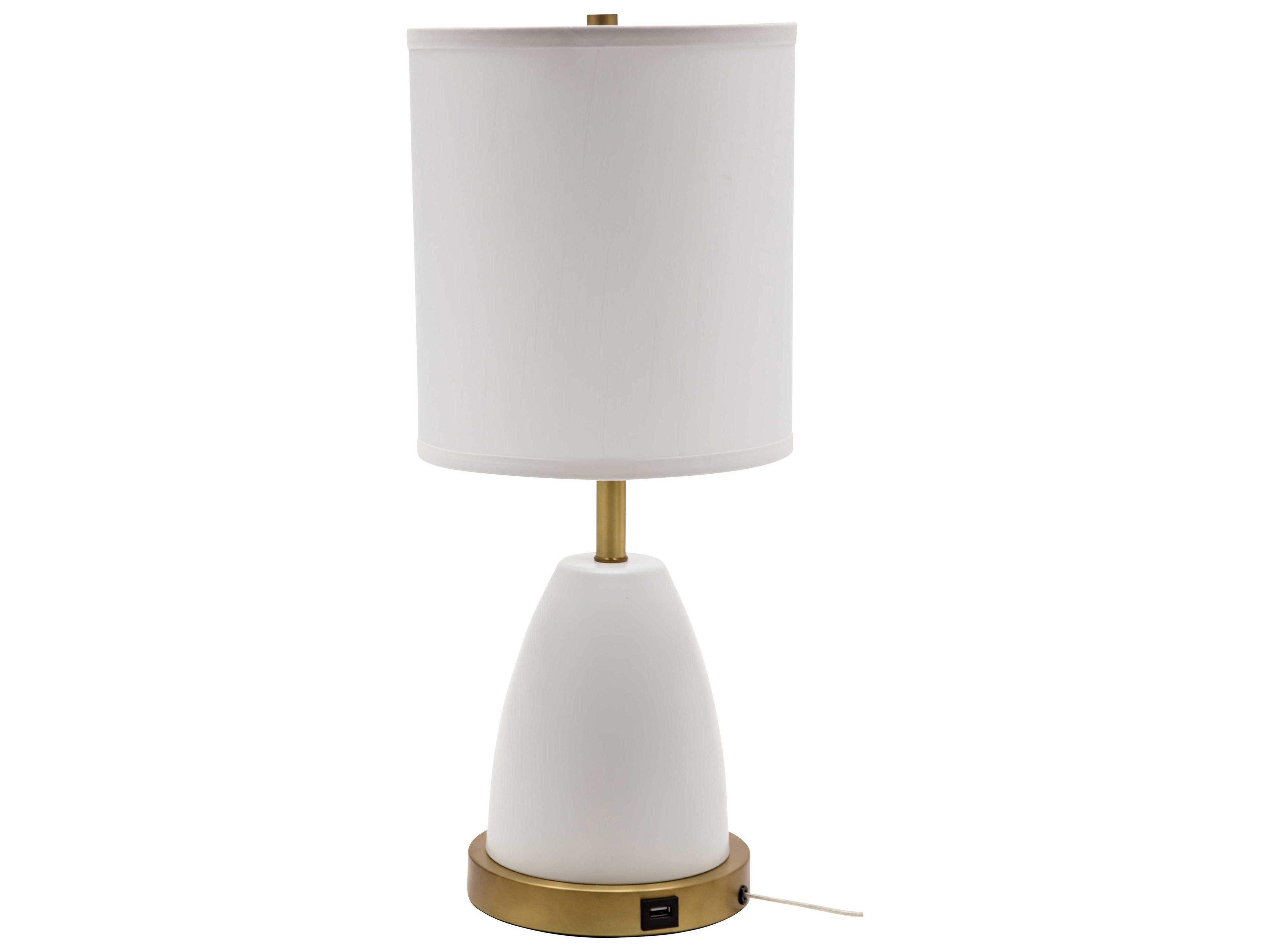 Rupert White With Weathered Brass Accents Table Lamp