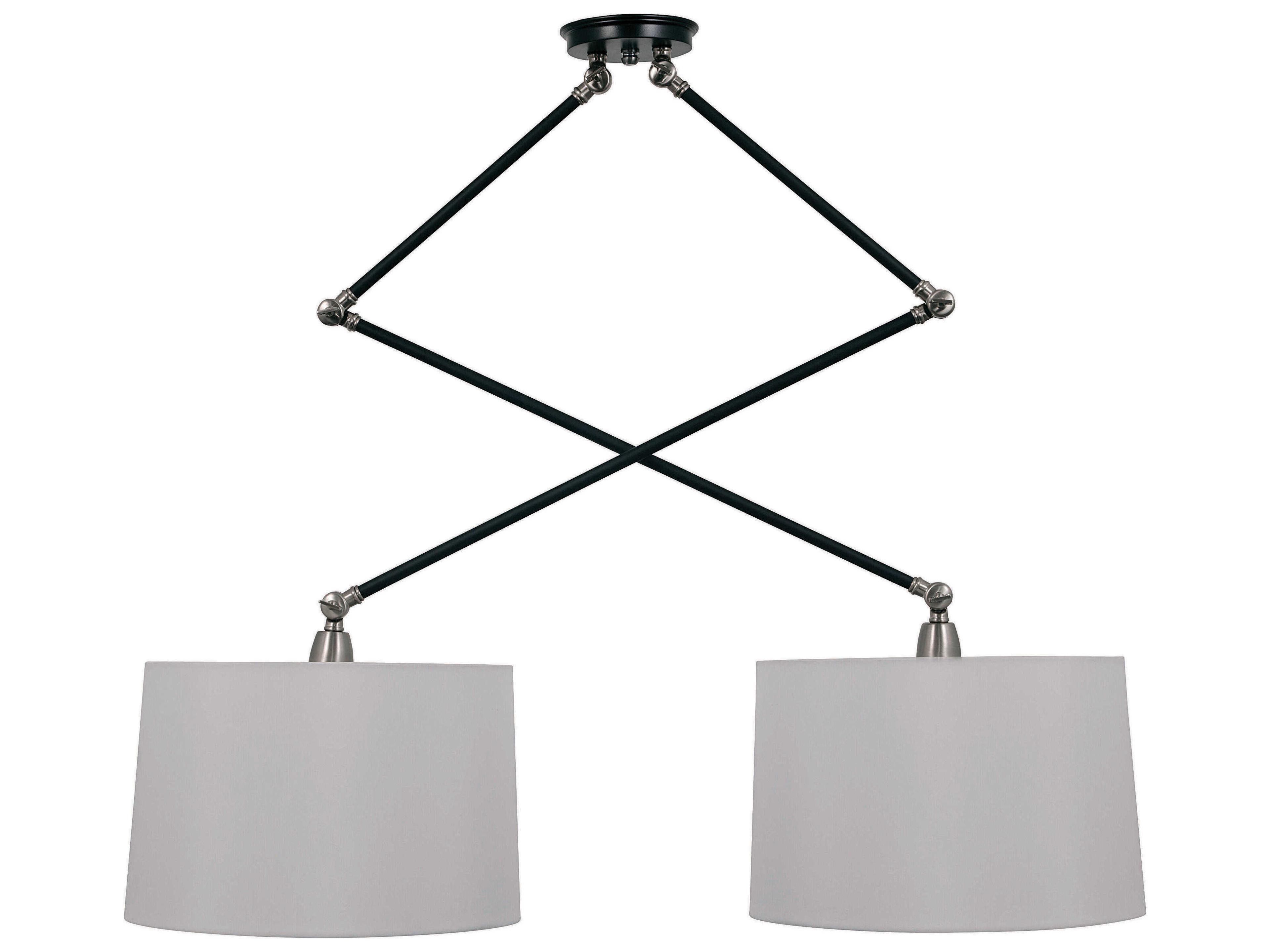 Uptown 2-Light Black Satin Nickel White Drum Pendant