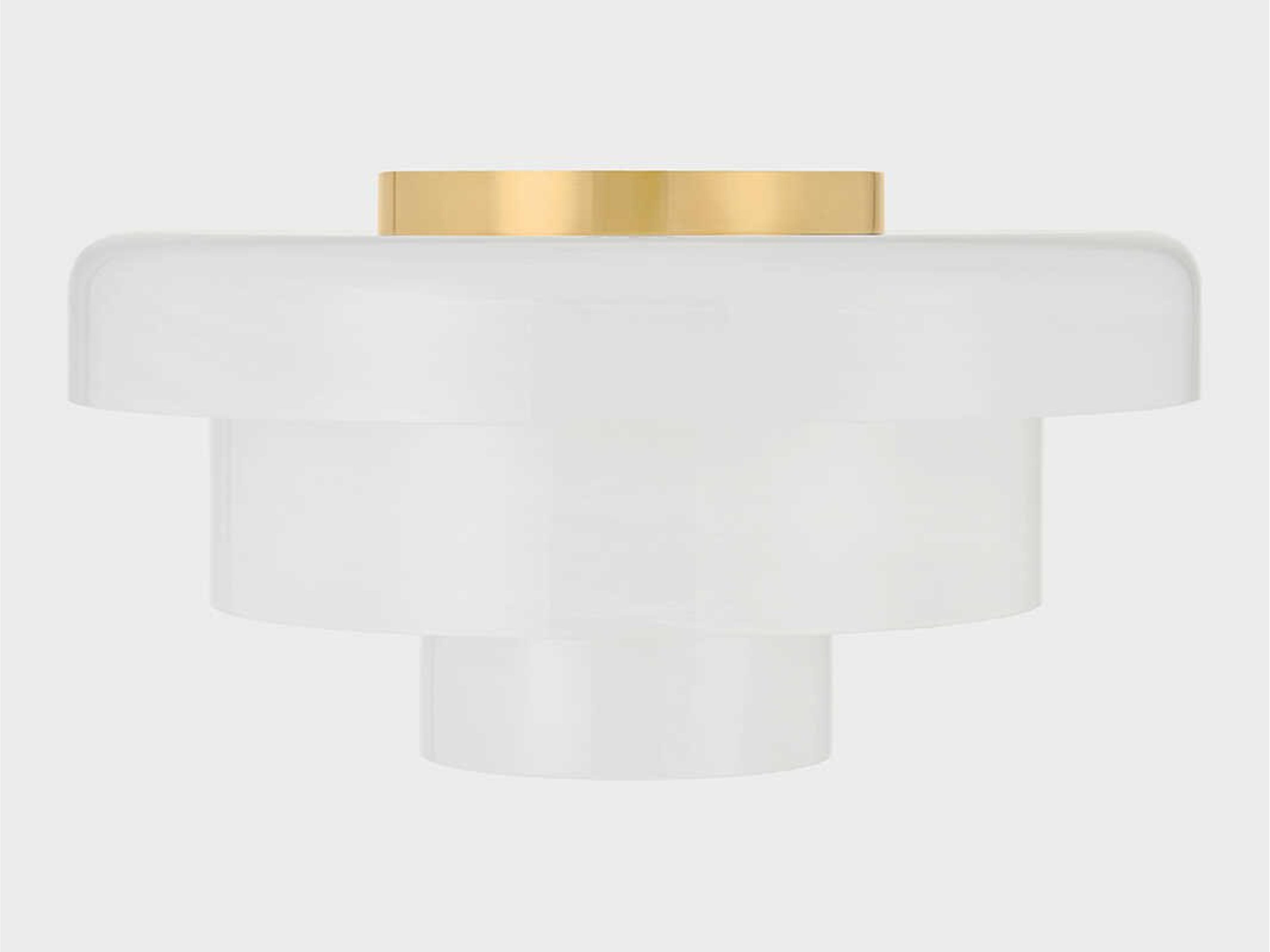 Hudson Valley Port Richmond 1-Light Aged Brass White Tiered Flush Mount