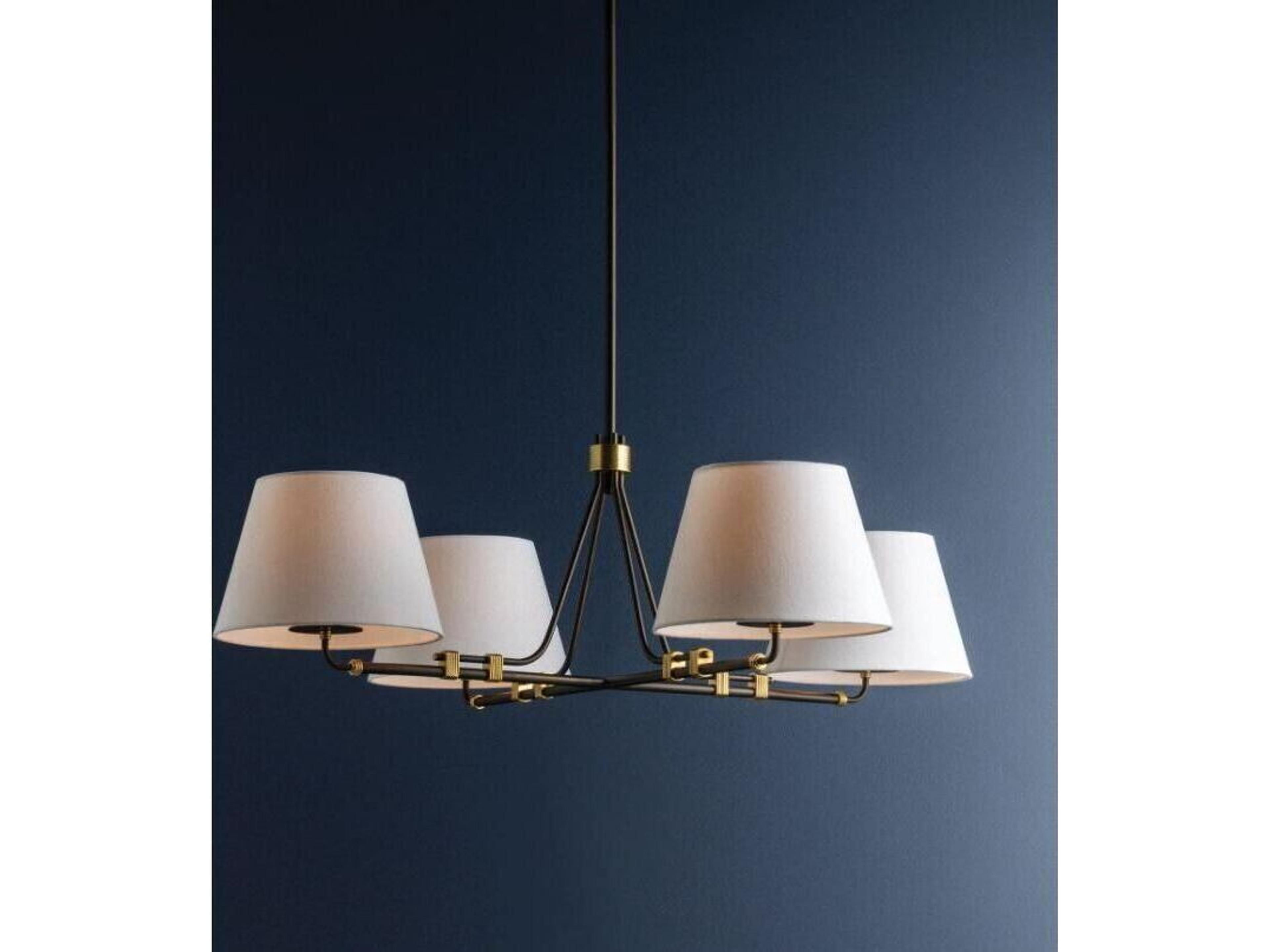 Hudson Valley Crown Heights 4-Light Aged Brass Distressed Bronze Drum Chandelier