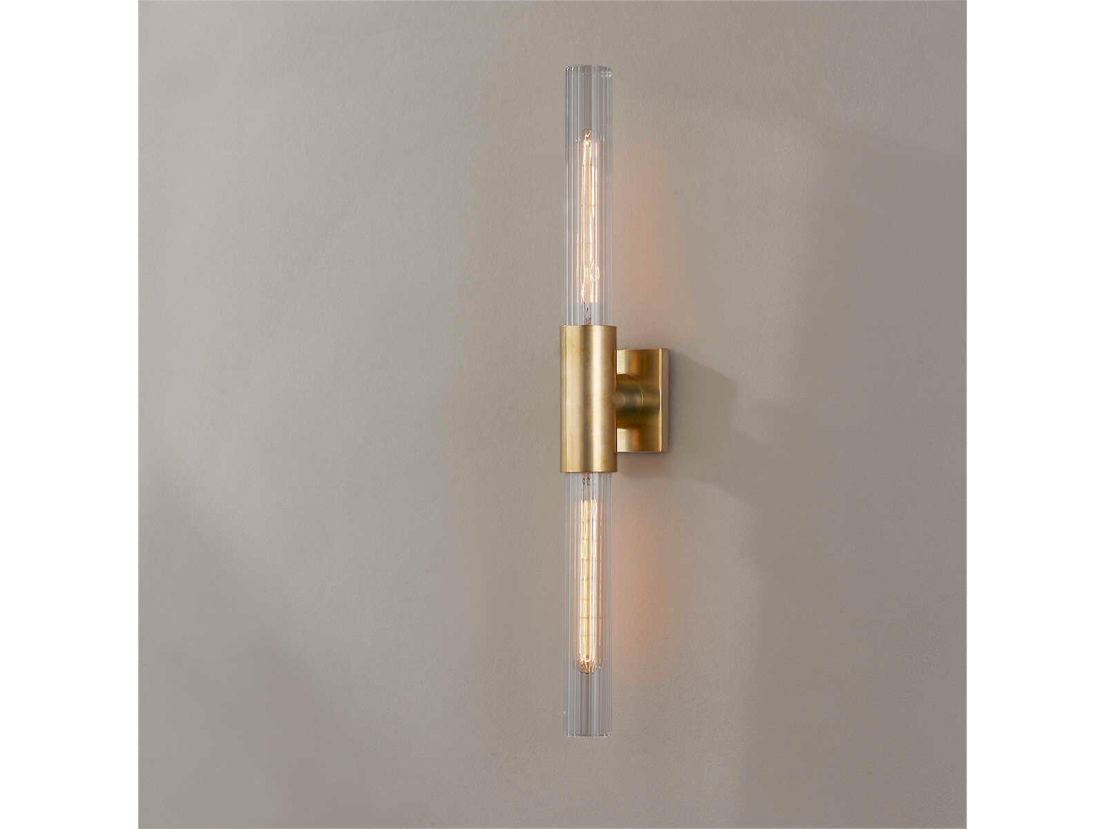 Hudson Valley Asher 2-Light Aged Brass Glass Wall Sconce
