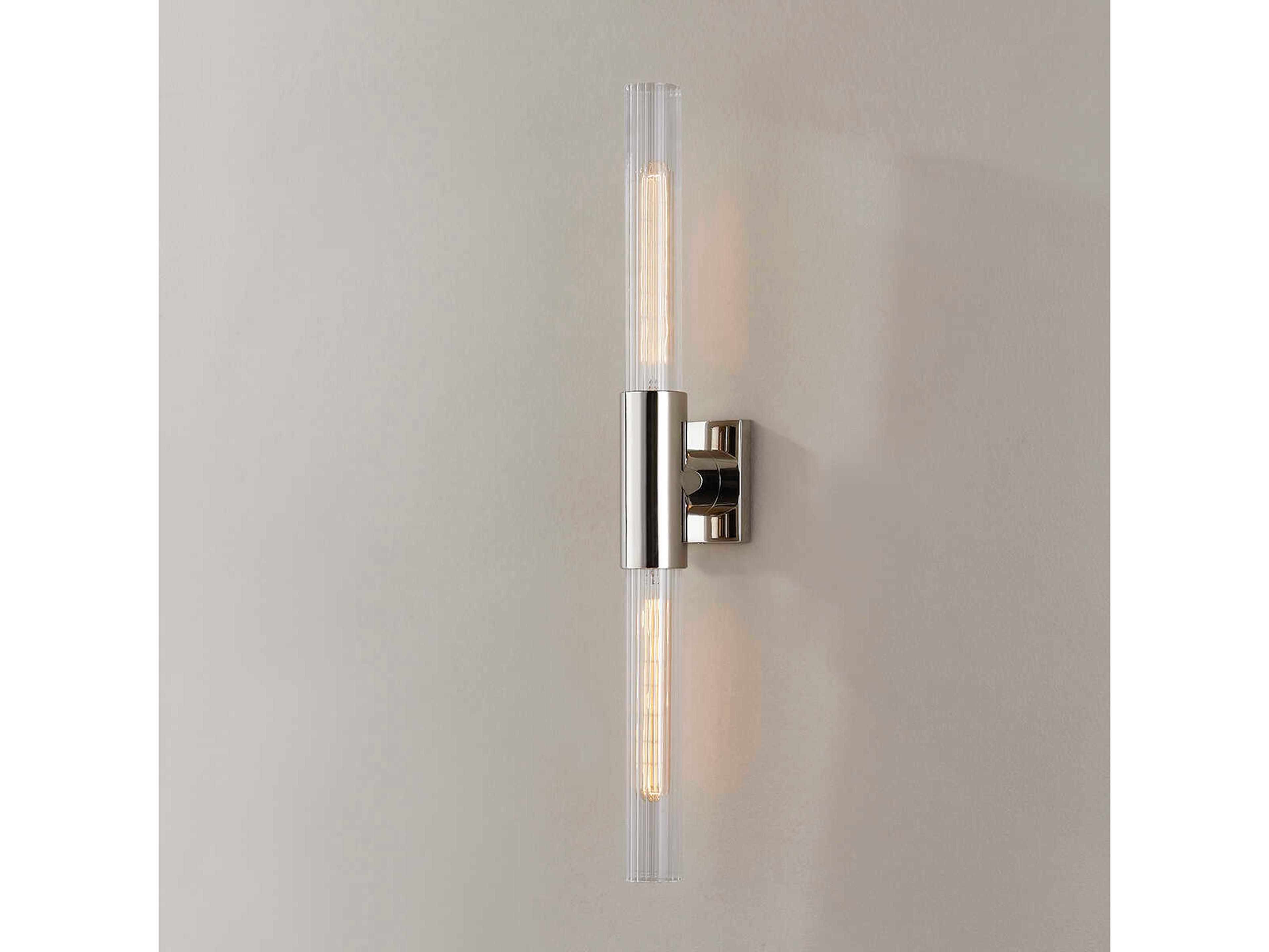 Hudson Valley Asher 2-Light Polished Nickel Glass Wall Sconce