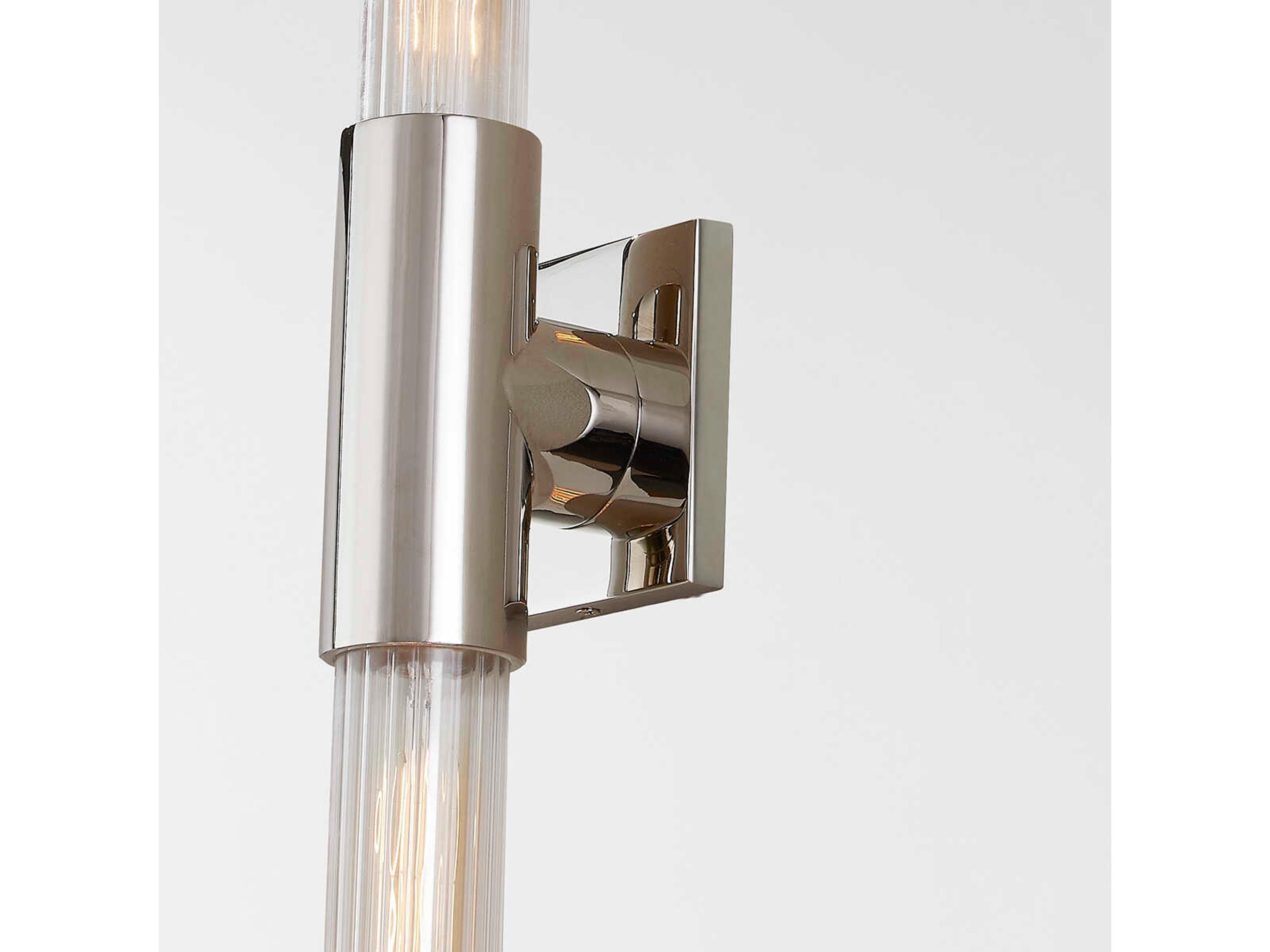 Hudson Valley Asher 2-Light Polished Nickel Glass Wall Sconce