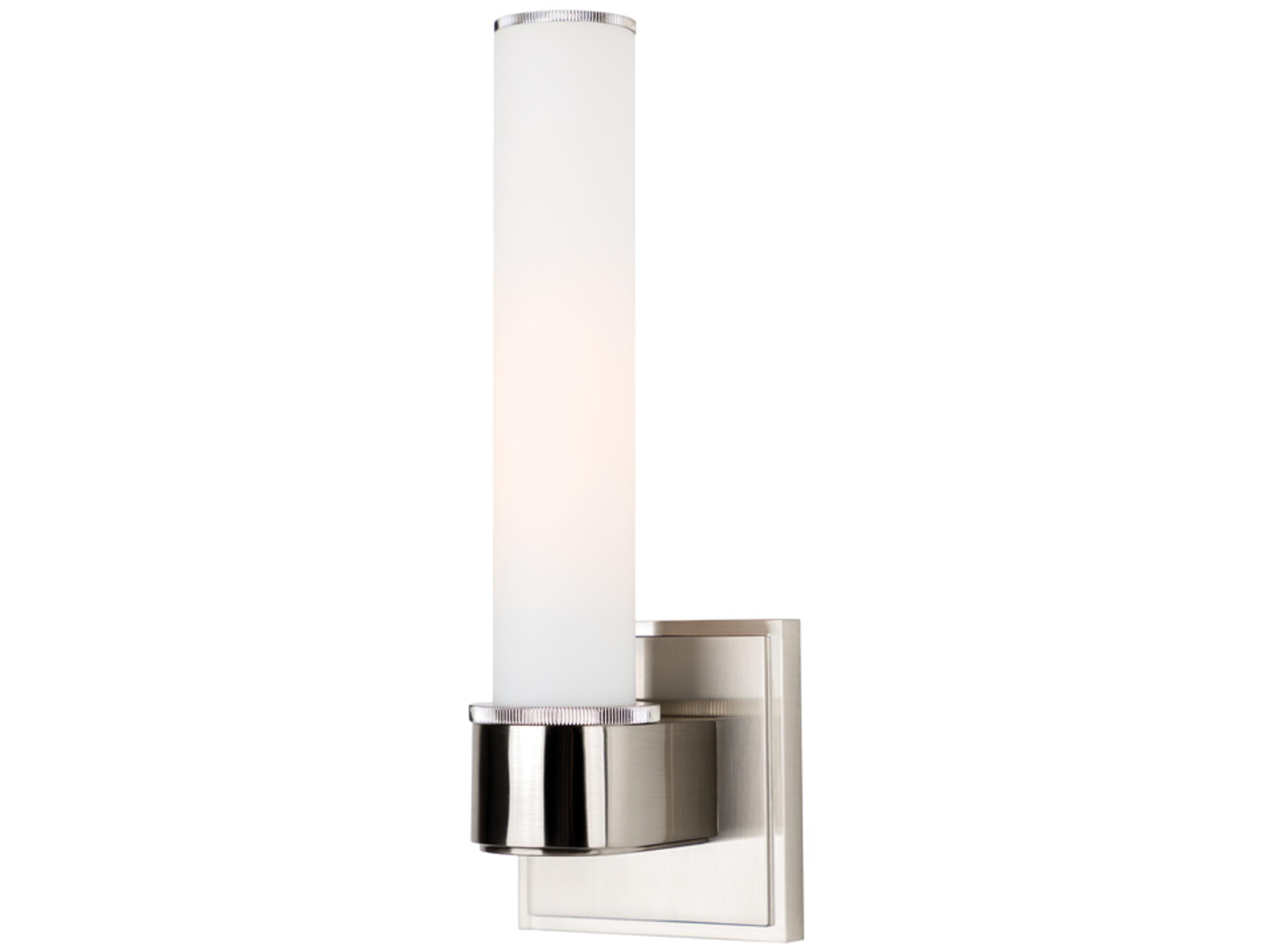 Mill 1-Light Satin Nickel Off White Glass Wall Sconce