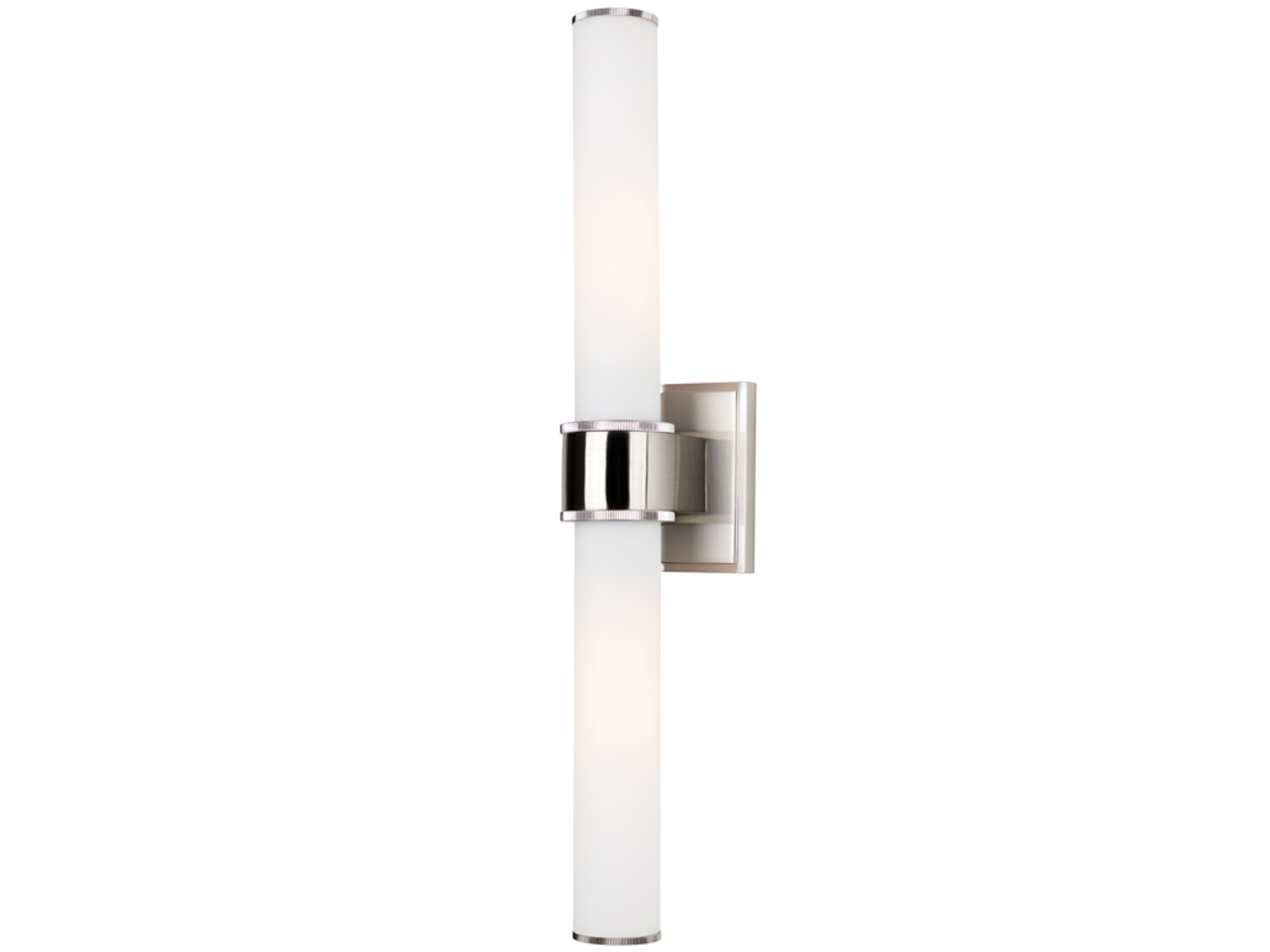 Mill 2-Light Satin Nickel Off White Glass Wall Sconce