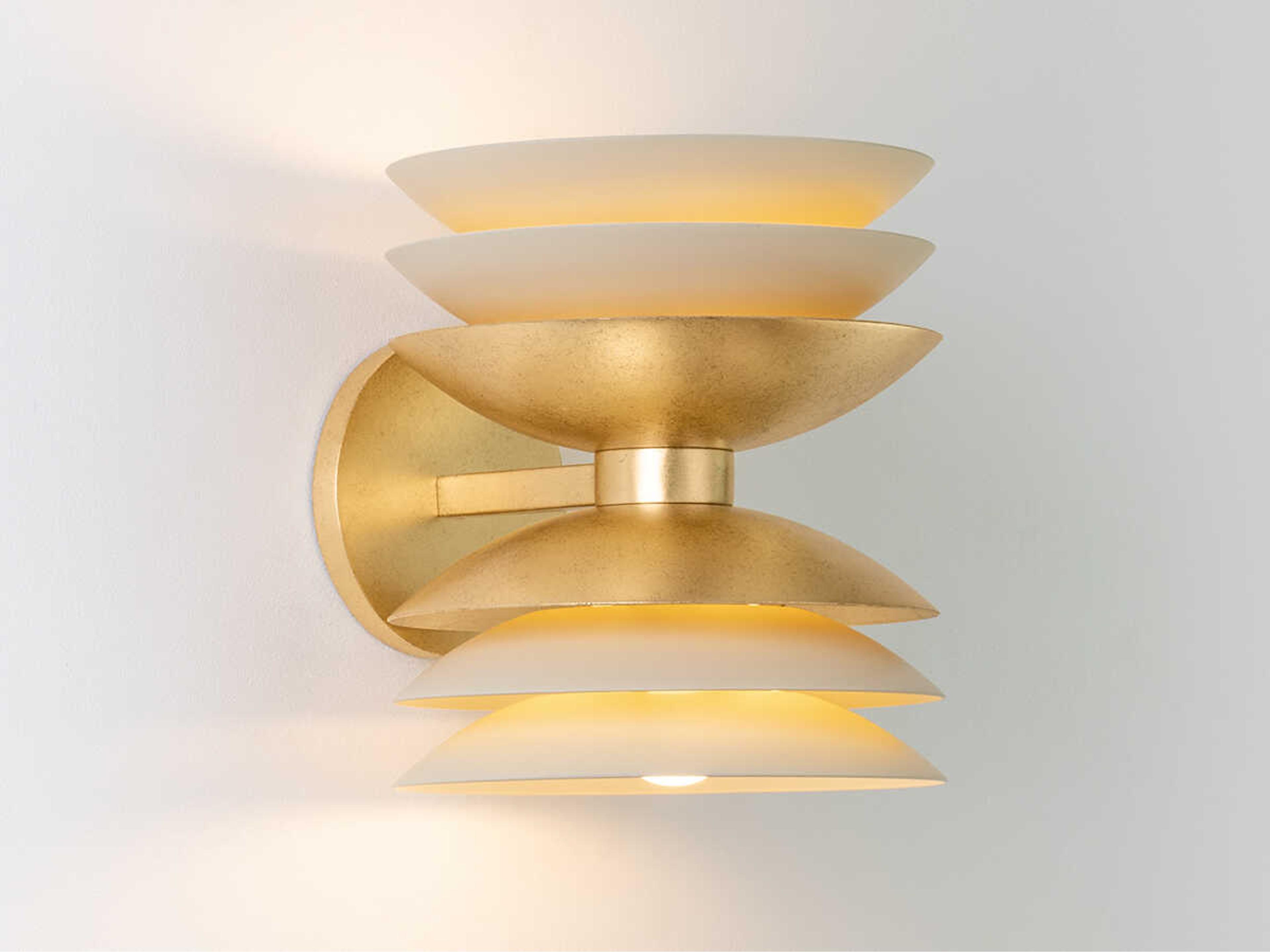 Hudson Valley Oneida 2-Light Vintage Gold Leaf Soft Sand Wall Sconce