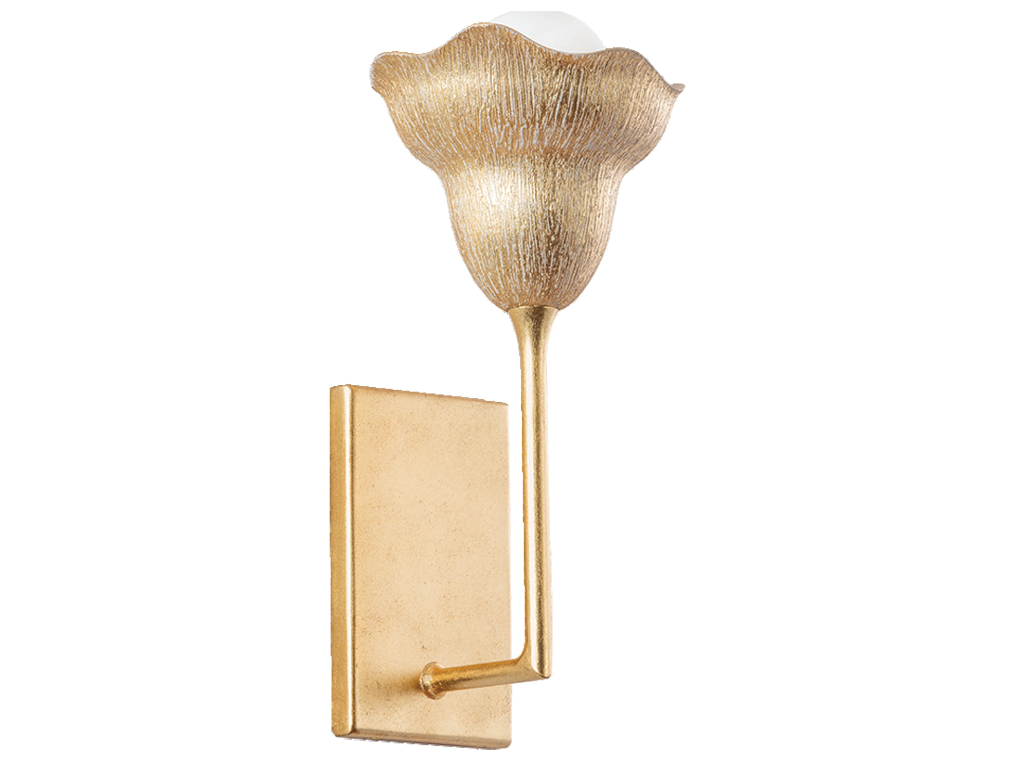 Alora 1-Light Vintage Gold Leaf Gilded Ivory Wall Sconce