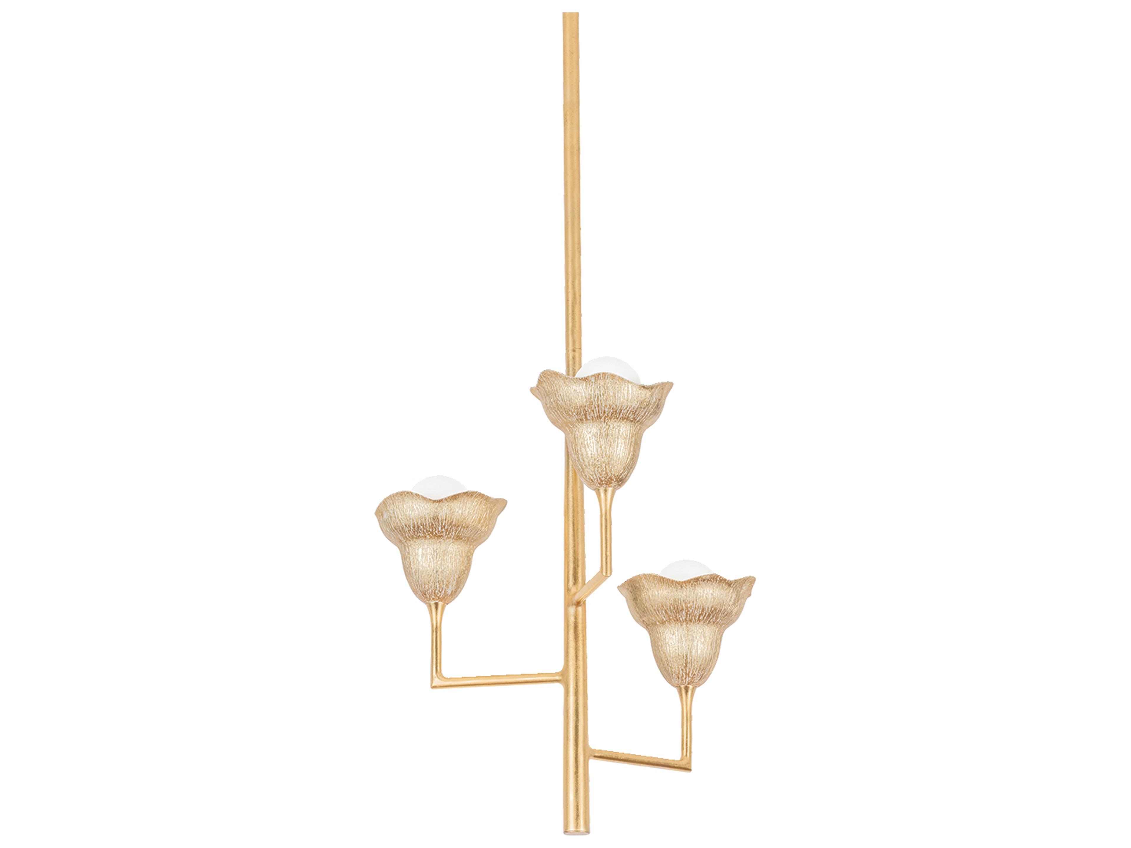 Alora 3-Light Vintage Gold Leaf Gilded Ivory Tiered Chandelier