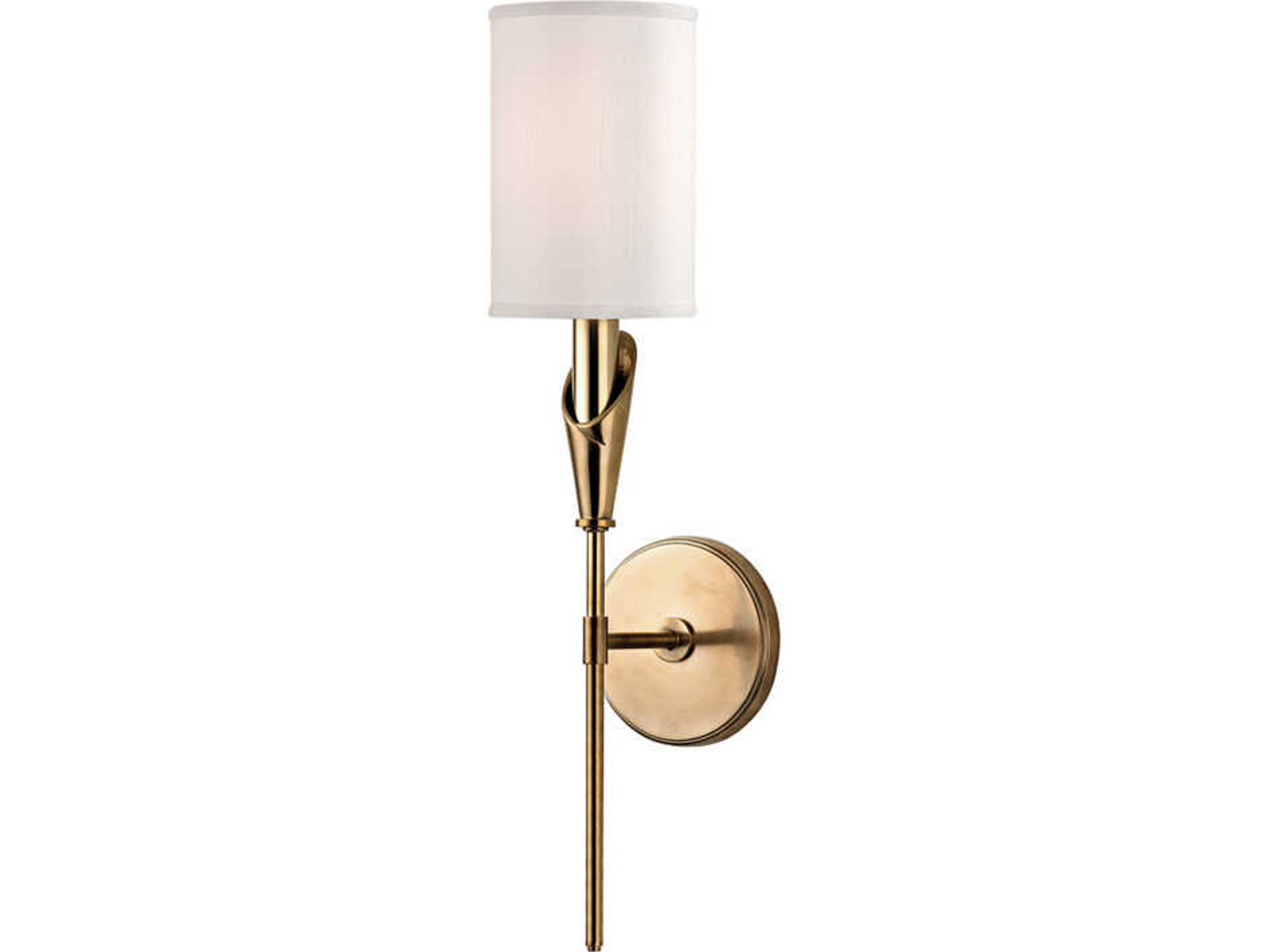 Tate 1-Light Aged Brass White Wall Sconce