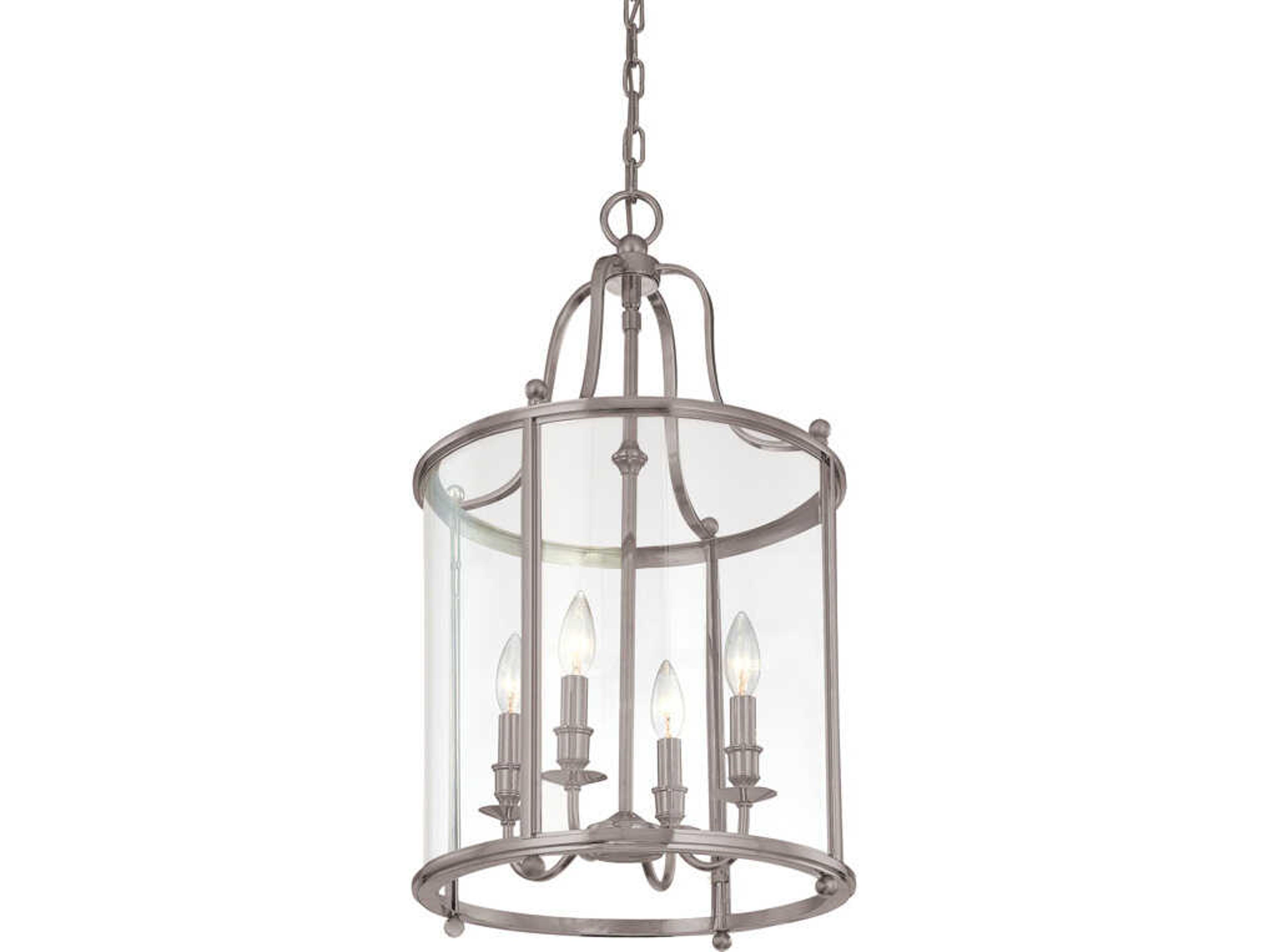 Mansfield 4-Light Antique Nickel Glass Traditional Lantern Pendant