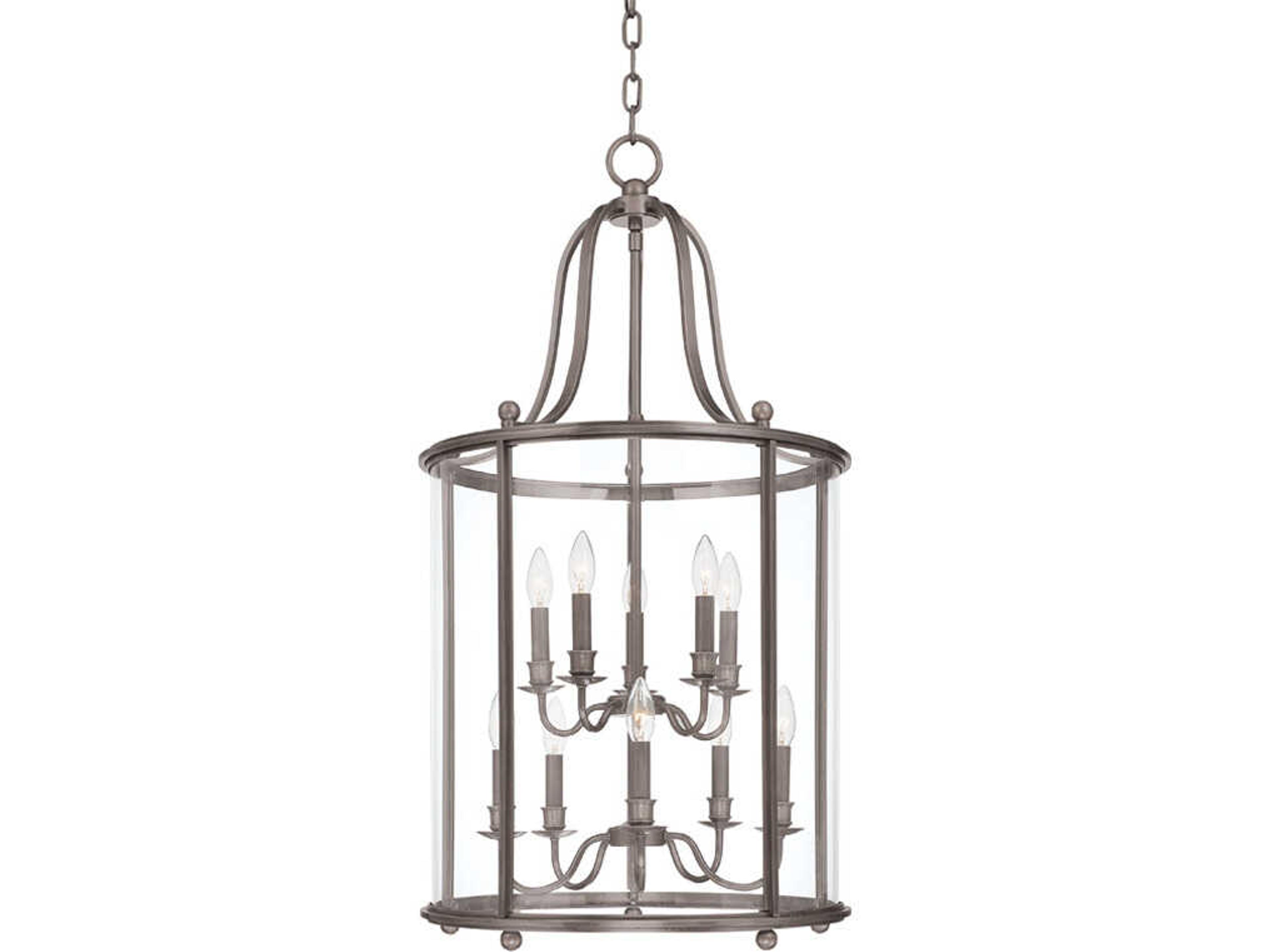 Mansfield 10-Light Antique Nickel Glass Traditional Lantern Tiered Pendant