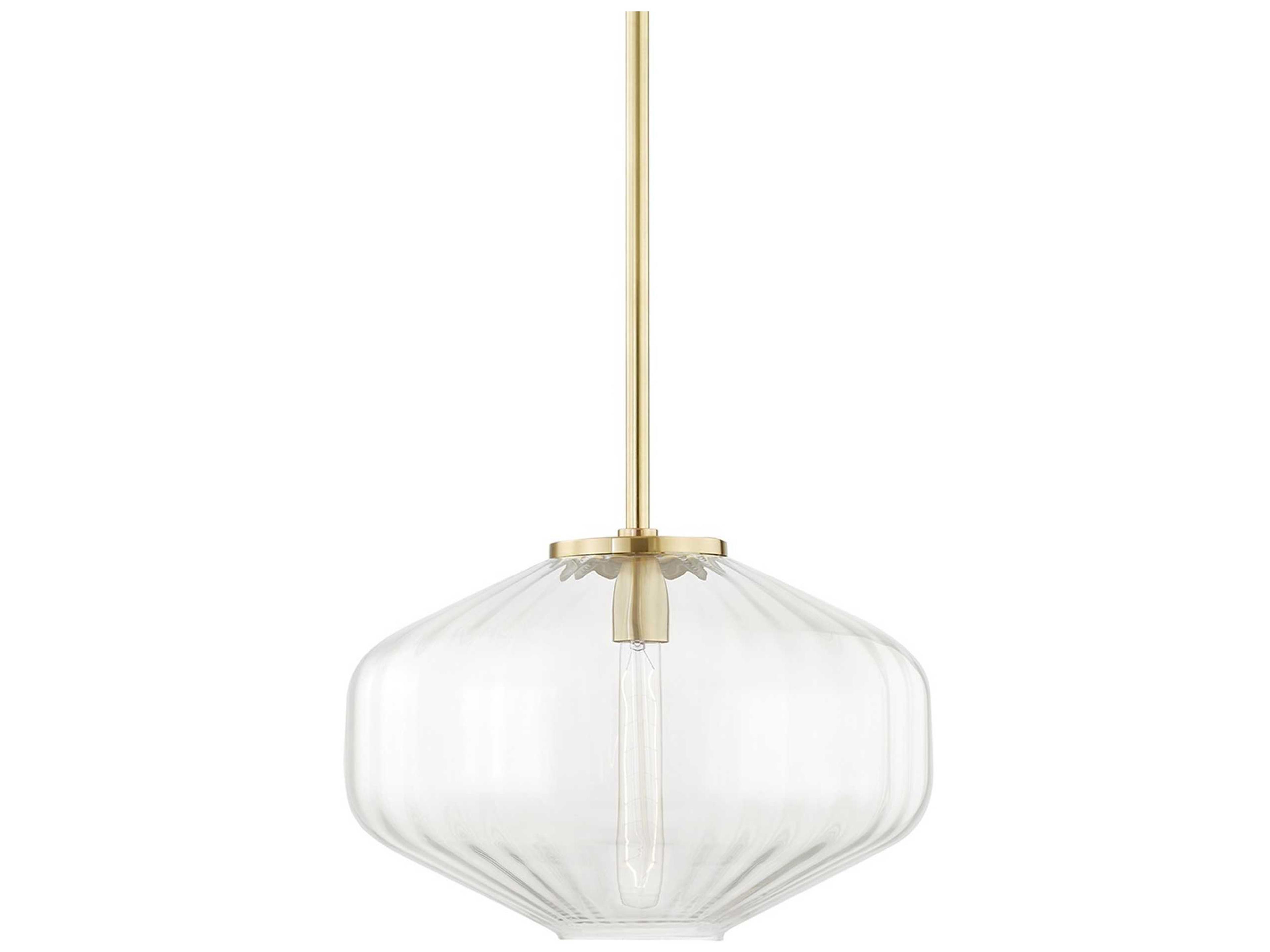 Bennett 1-Light Aged Brass Glass Pendant