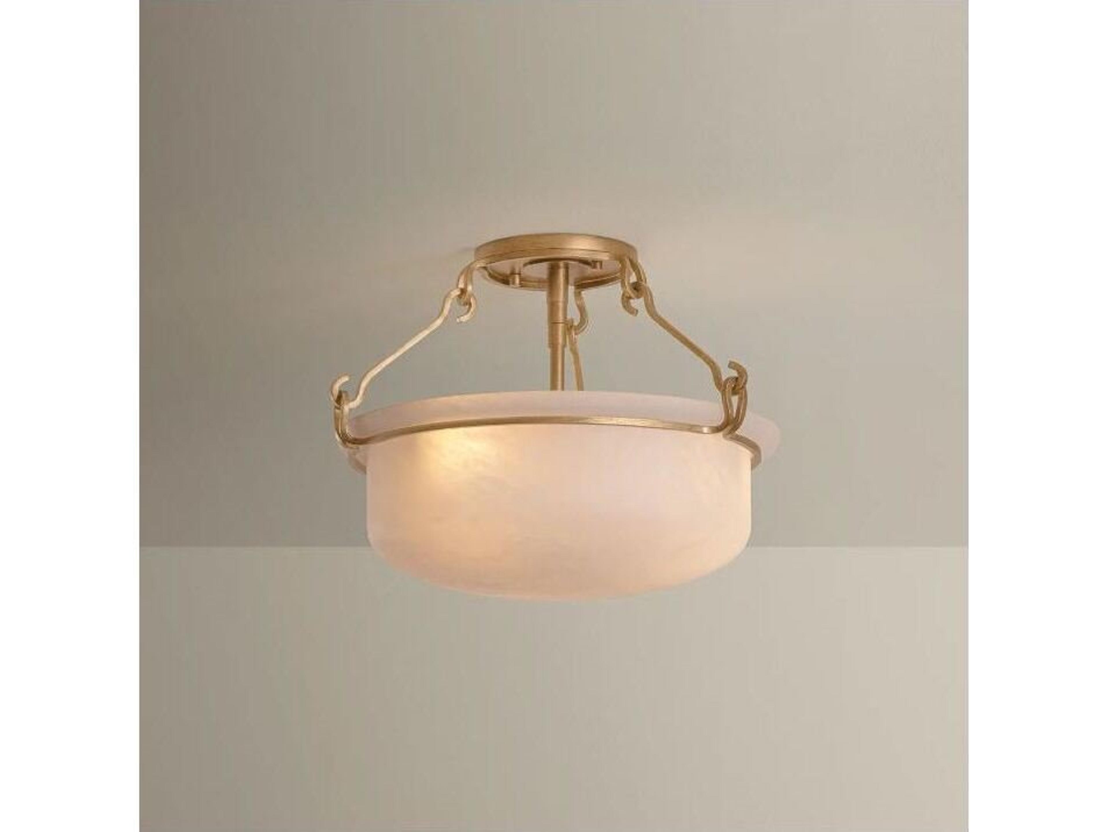 Hudson Valley Lowerre 2-Light Patina Gold Leaf Traditional Bowl Semi Flush Mount