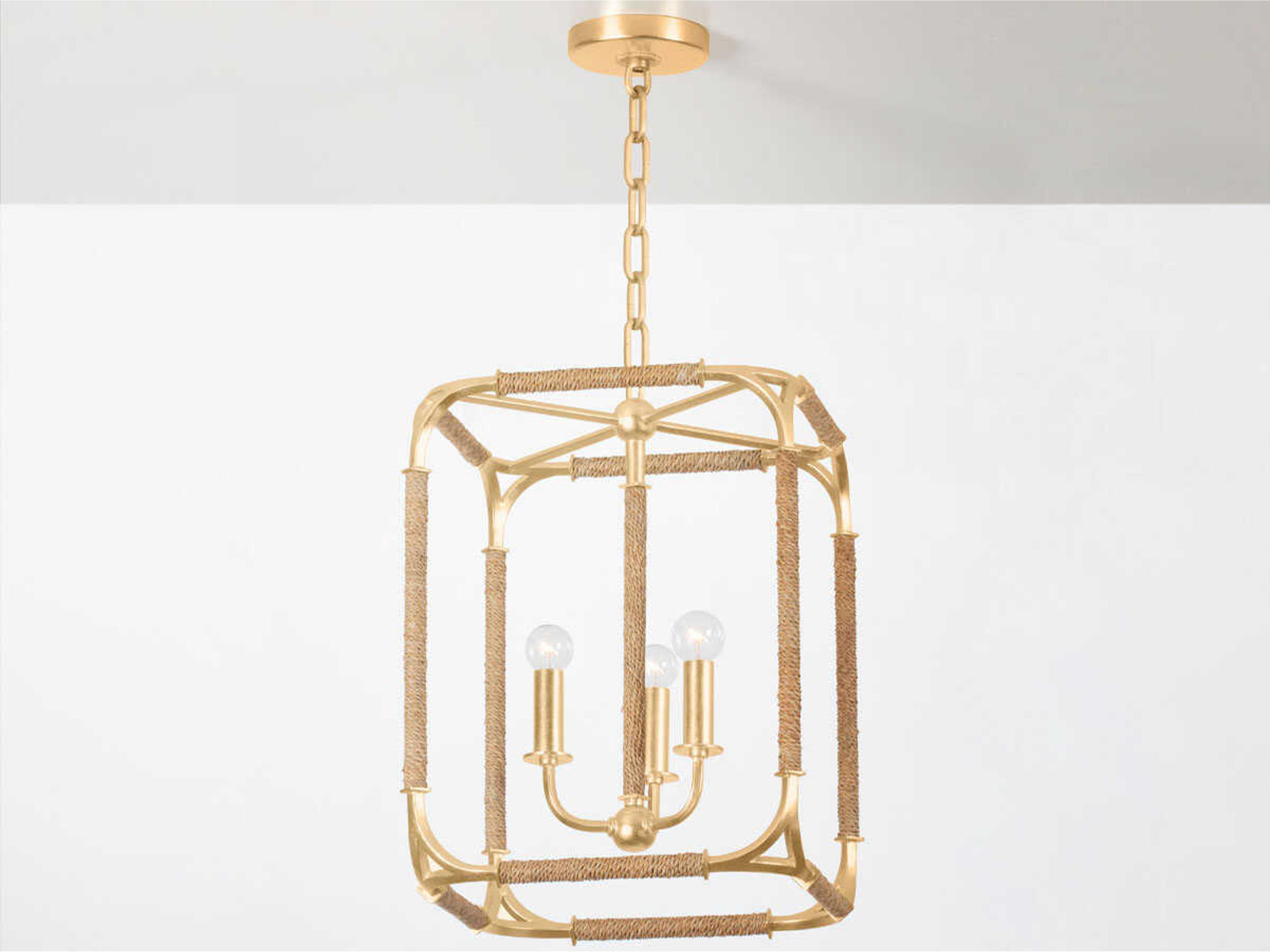 Hudson Valley Laurenceston 3-Light Gold Leaf Lantern Pendant