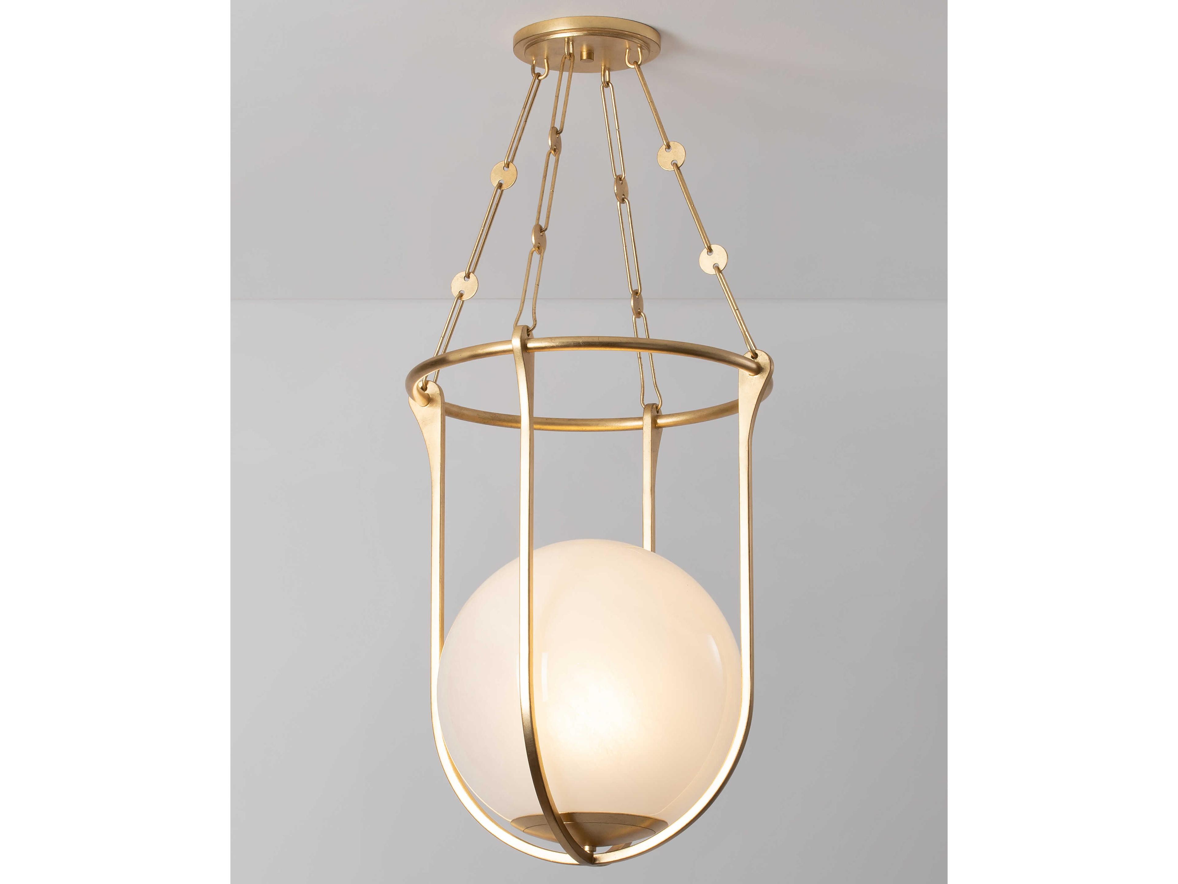 Hudson Valley Verbank 1-Light Vintage Gold Leaf Brass Globe Pendant