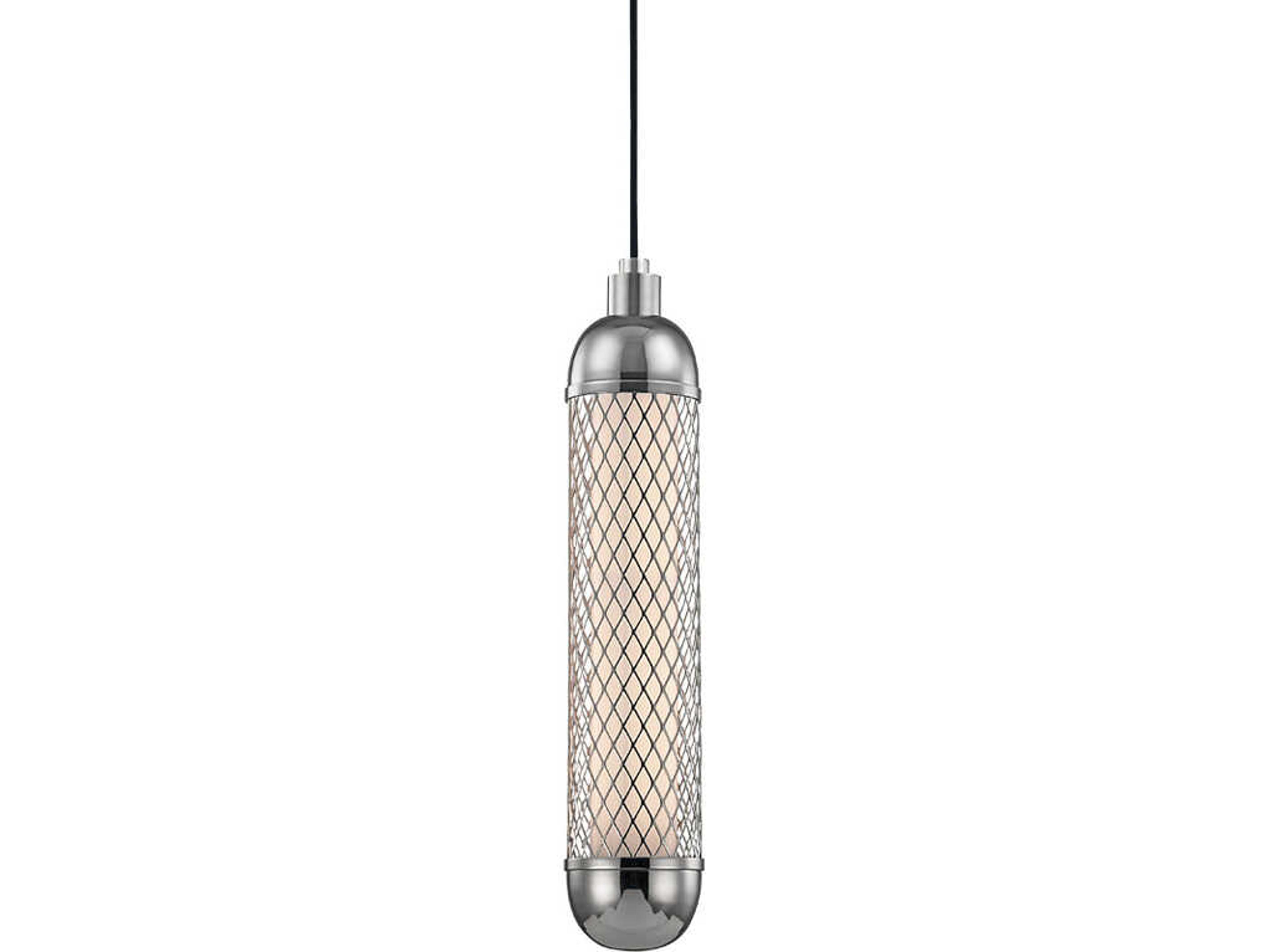 Hayes 1-Light Polished Nickel Glass LED Cylinder Mini Pendant