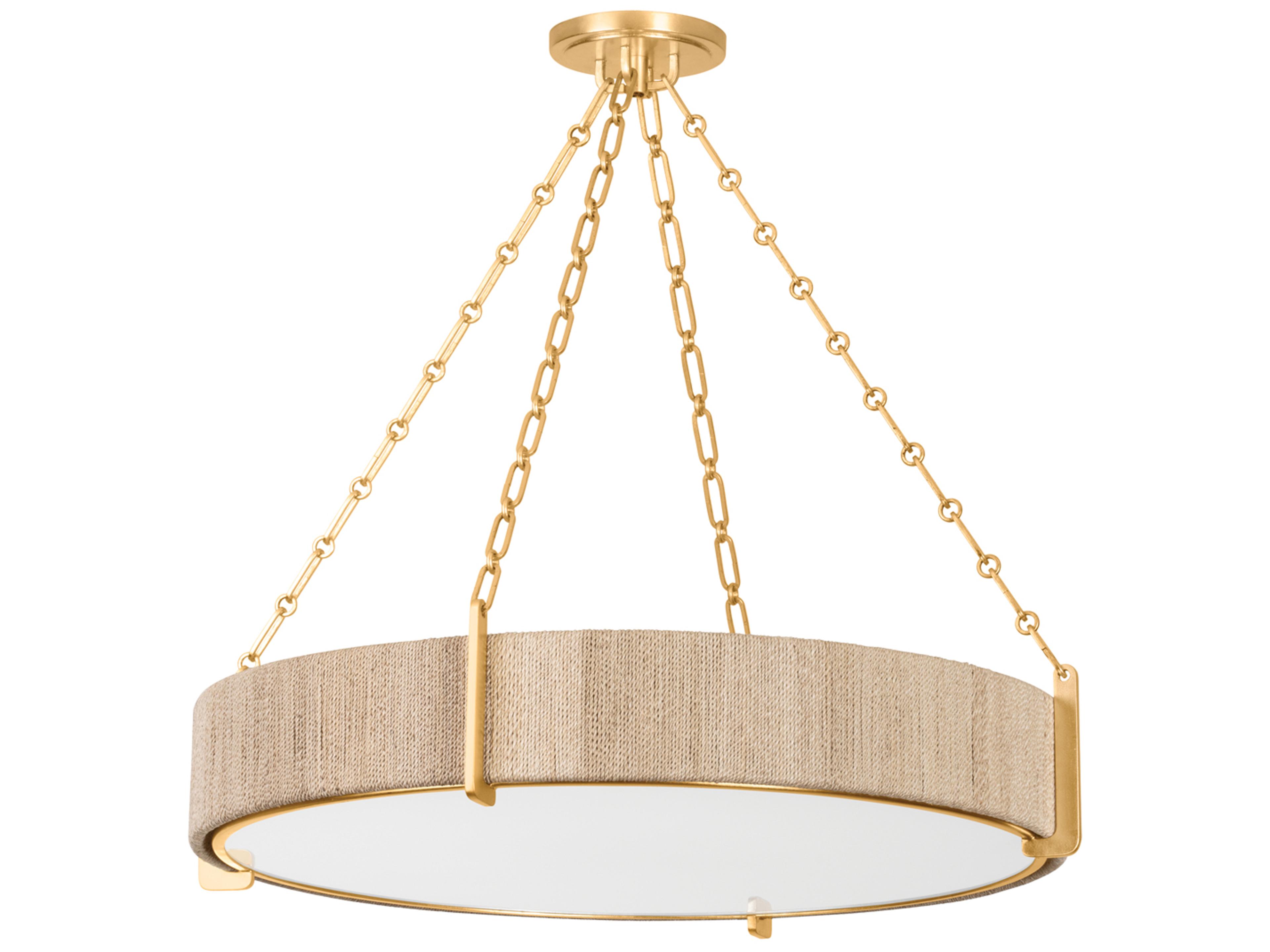 Quebec 6-Light Gold Leaf Wood Candelabra Drum Chandelier