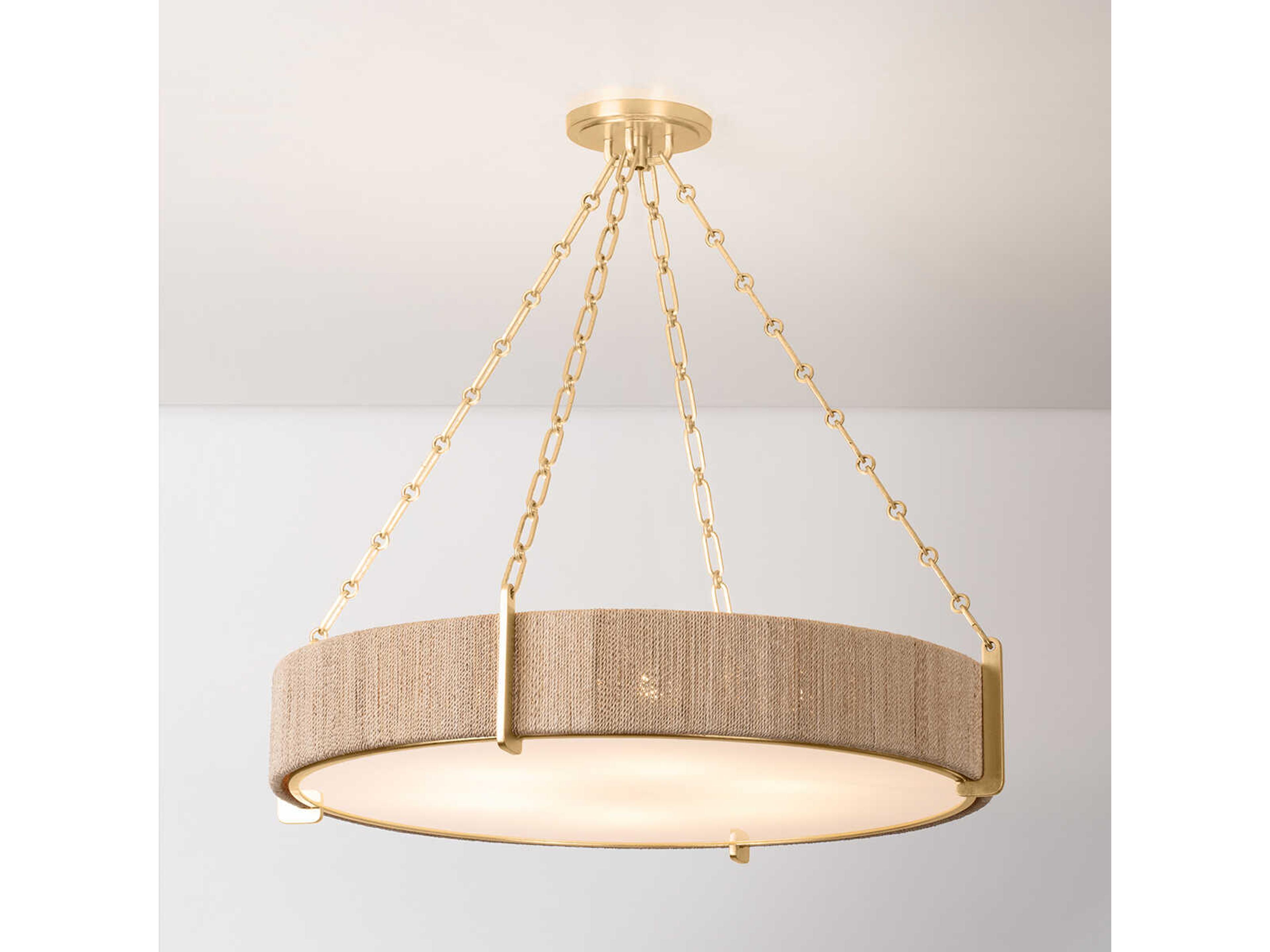 Hudson Valley Quebec 6-Light Gold Leaf Wood Candelabra Drum Chandelier