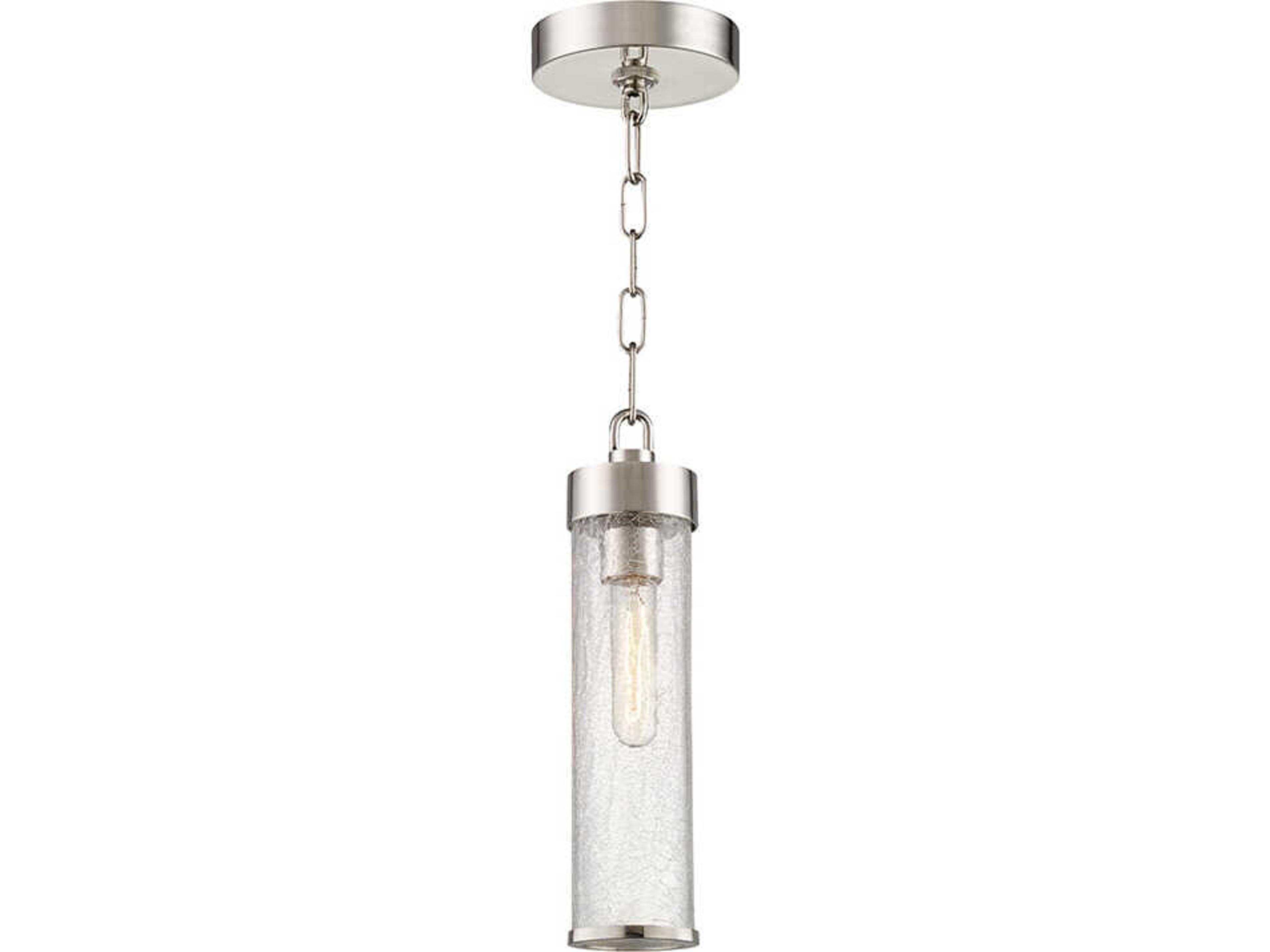 Soriano 1-Light Polished Nickel Glass Cylinder Mini Pendant