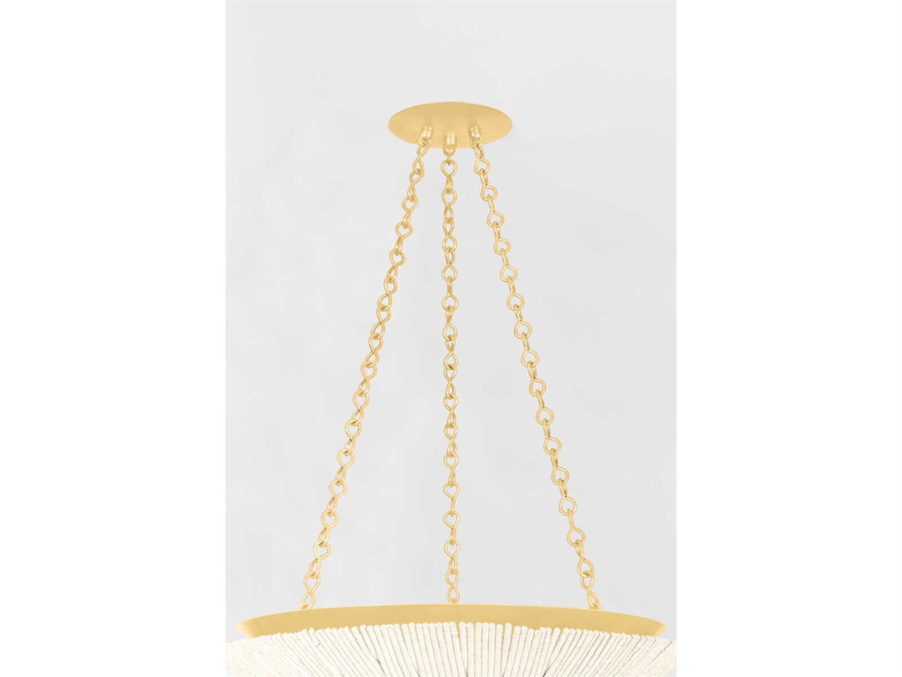 Hudson Valley Summerside 6-Light Vintage Gold Leaf Bowl Pendant