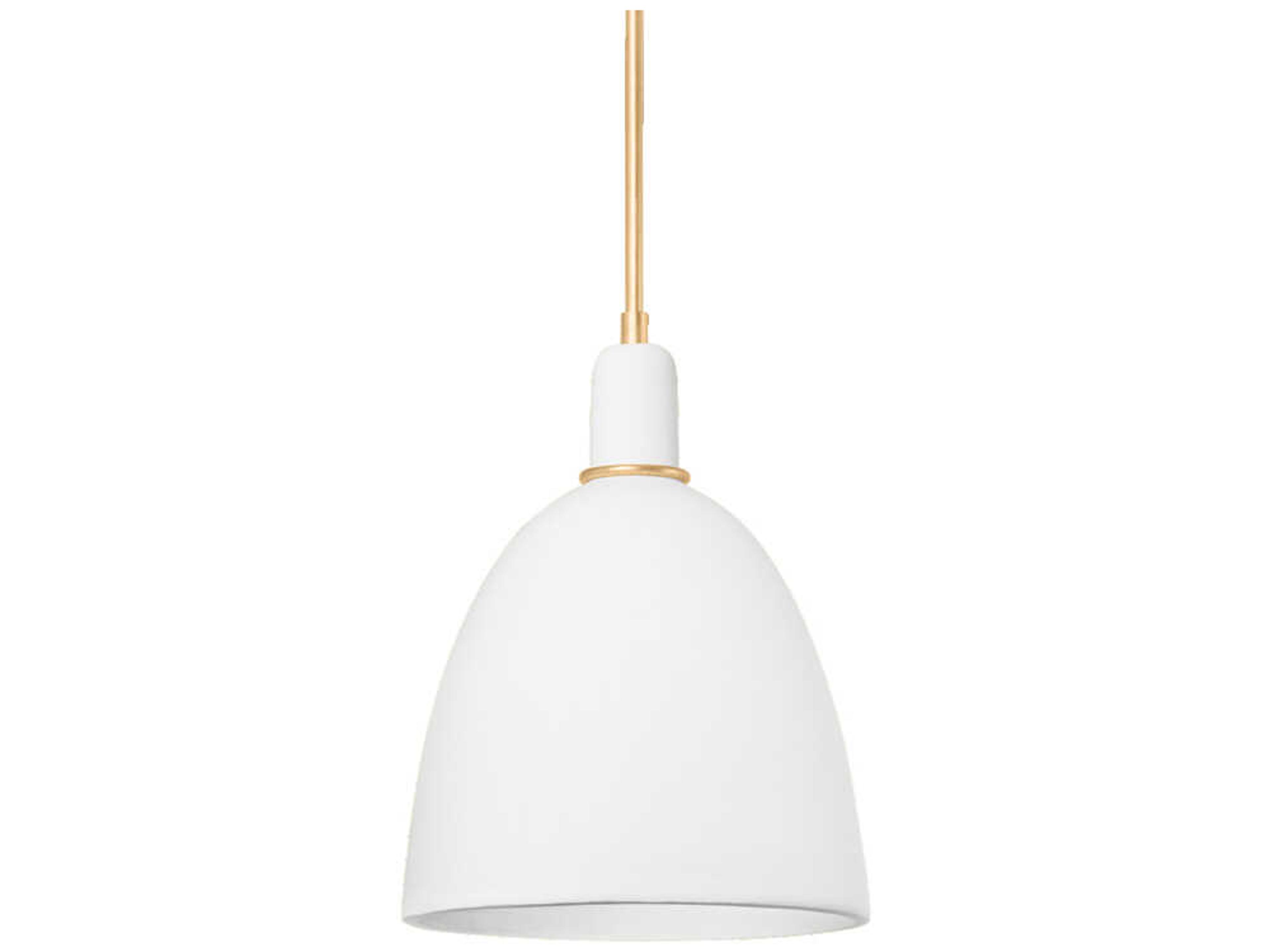 Copake 1-Light Vintage Gold Leaf Matte Ivory White Dome Mini Pendant