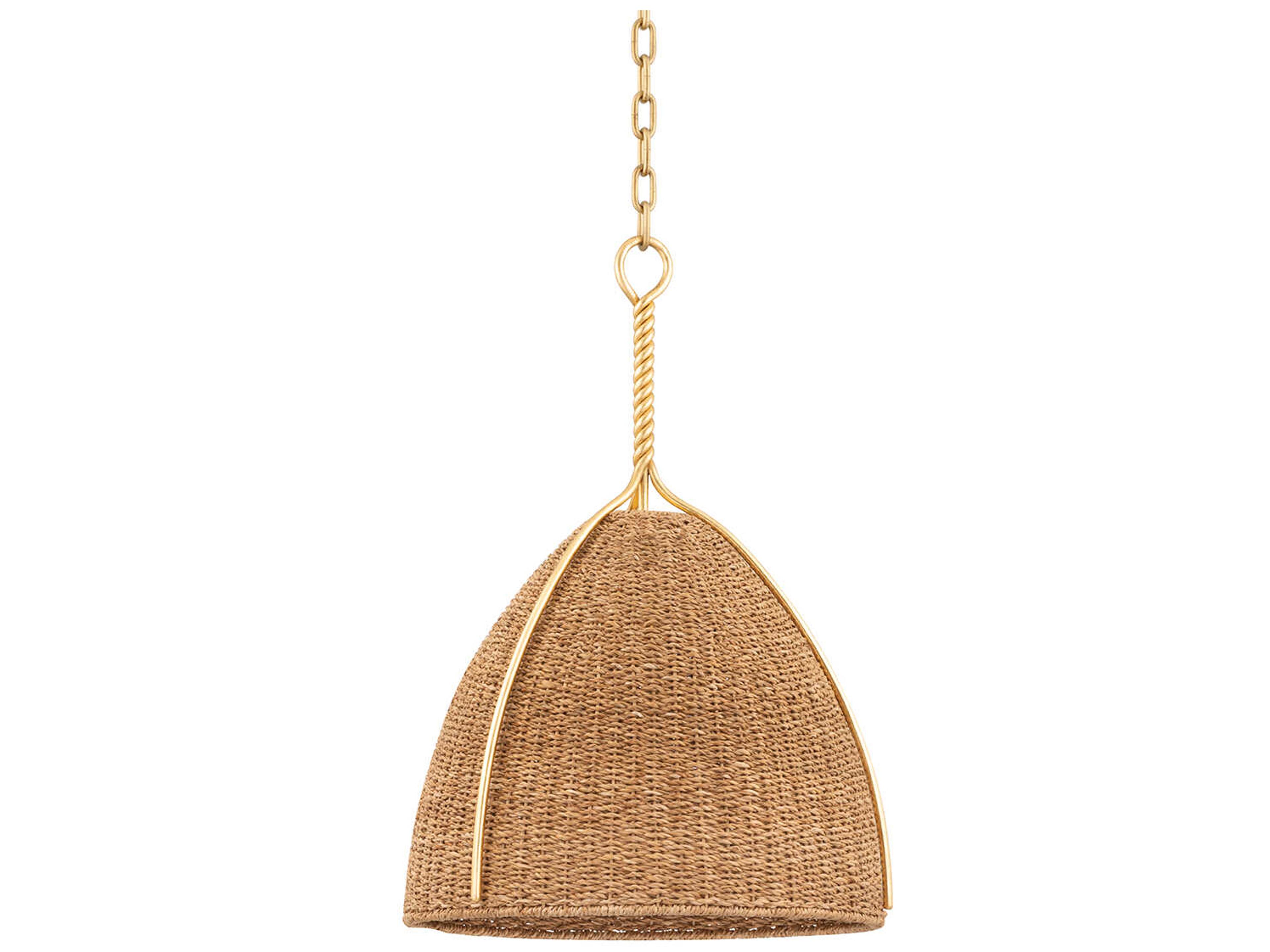 Woodlawn 1-Light Vintage Gold Leaf Brown Bell Pendant