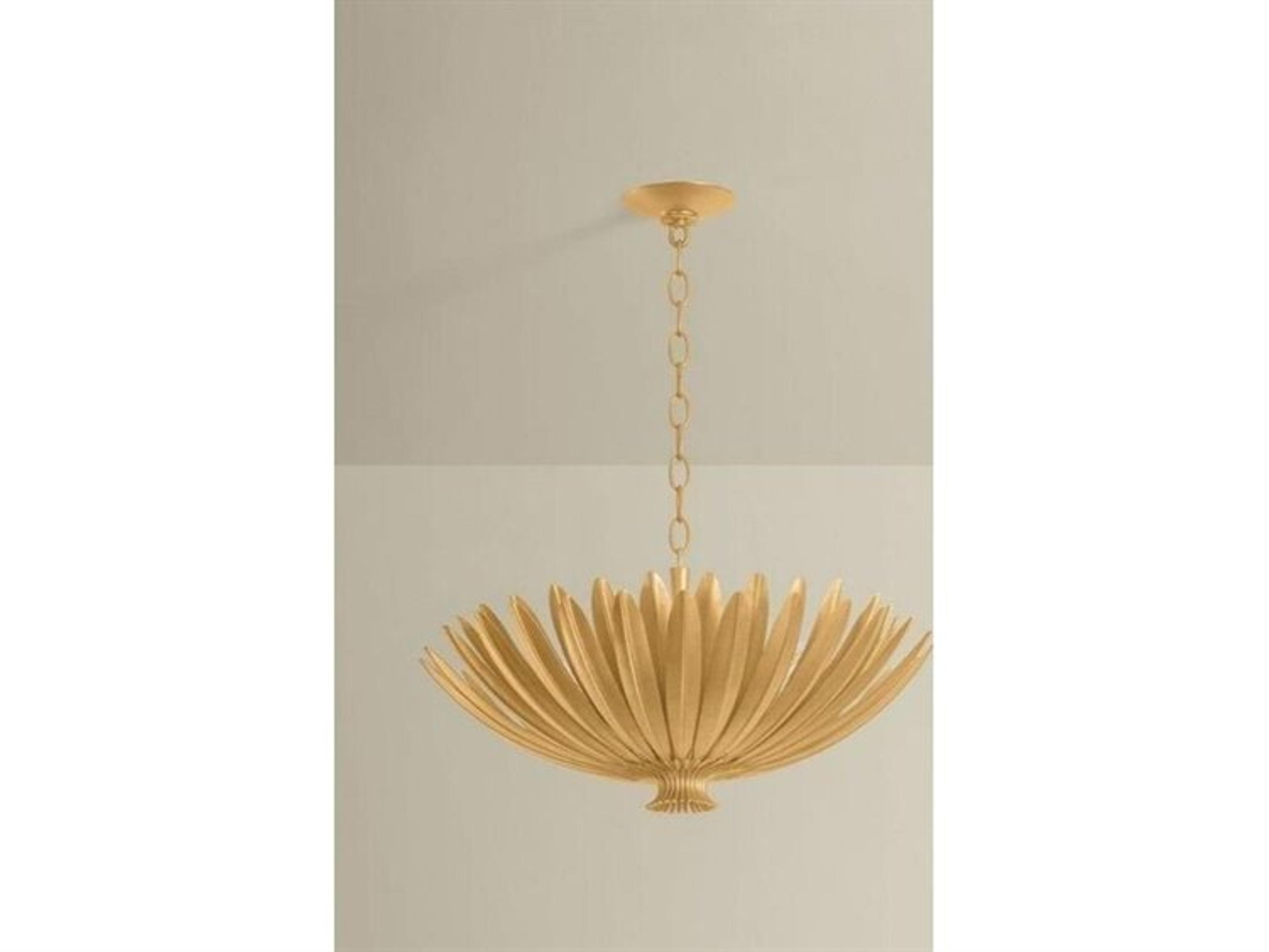 Hudson Valley Whitfield 4-Light Vintage Gold Leaf Traditional Bowl Pendant