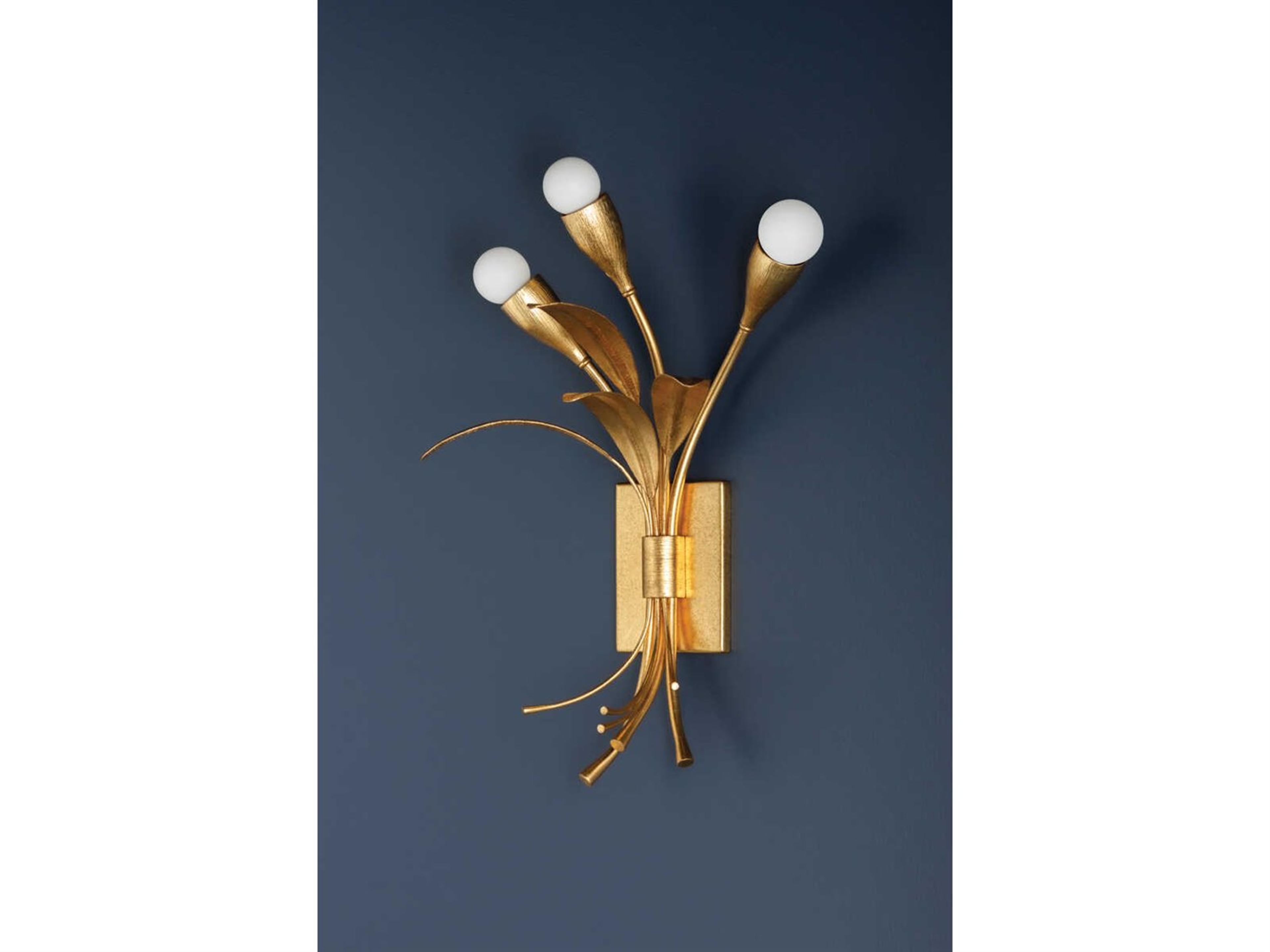 Hudson Valley Bilston 3-Light Vintage Gold Leaf Wall Sconce