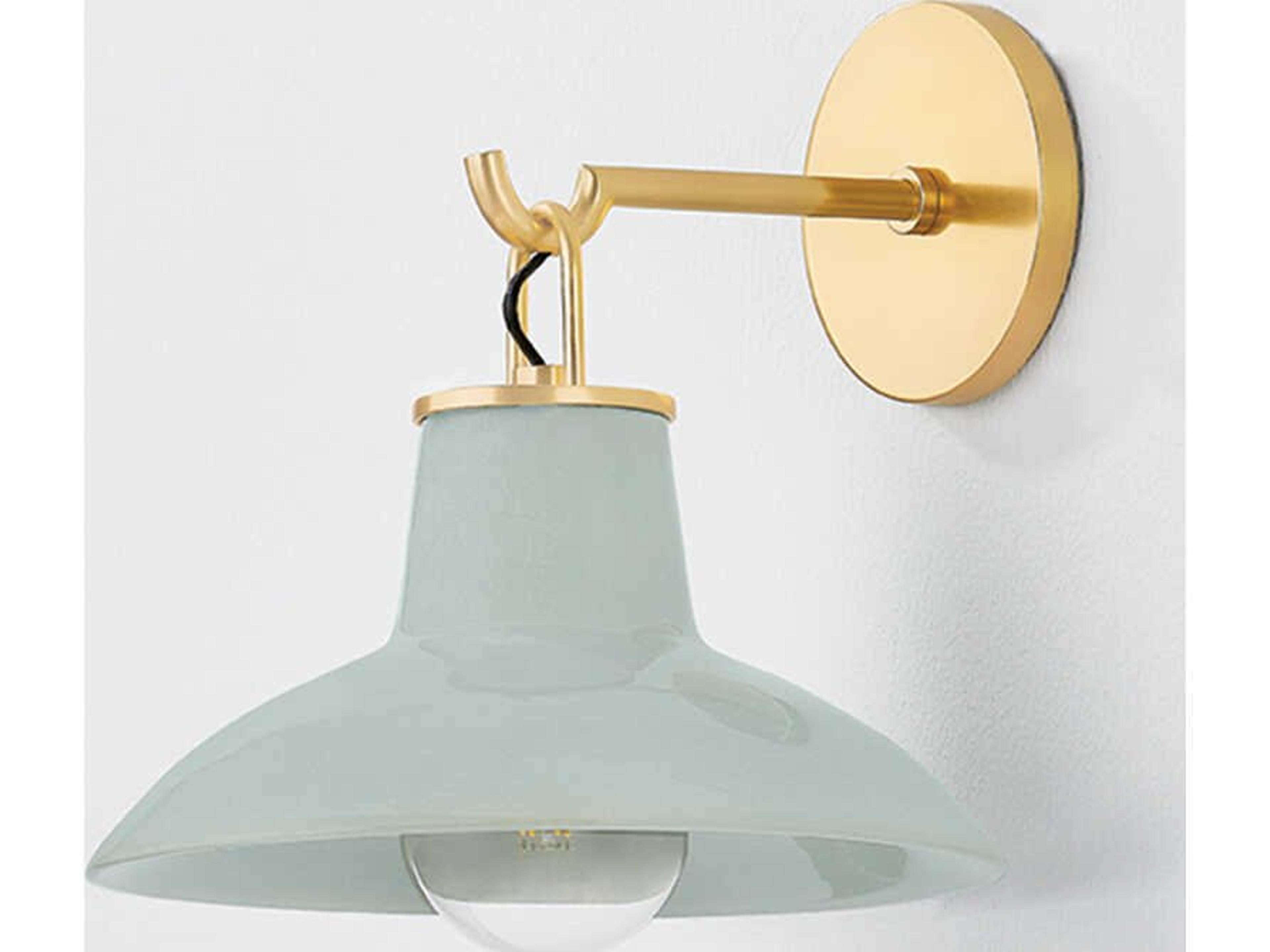 Hudson Valley Pottersville 1-Light Aged Brass Ceramic Moss Crackle Wall Sconce