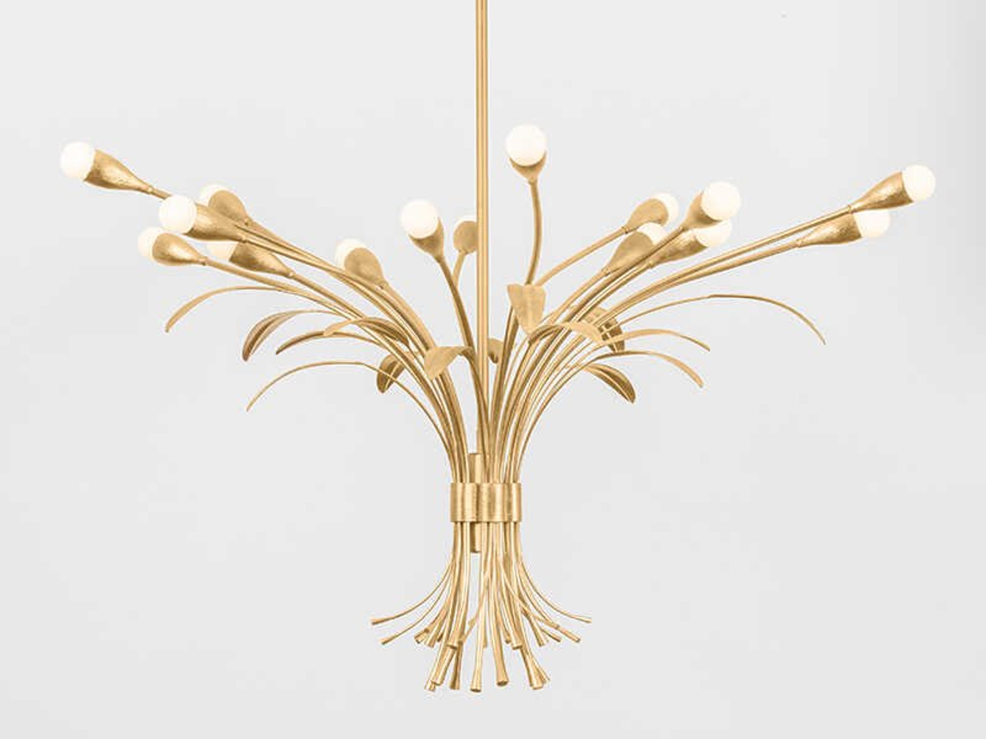 Hudson Valley Bilston 15-Light Vintage Gold Leaf Chandelier